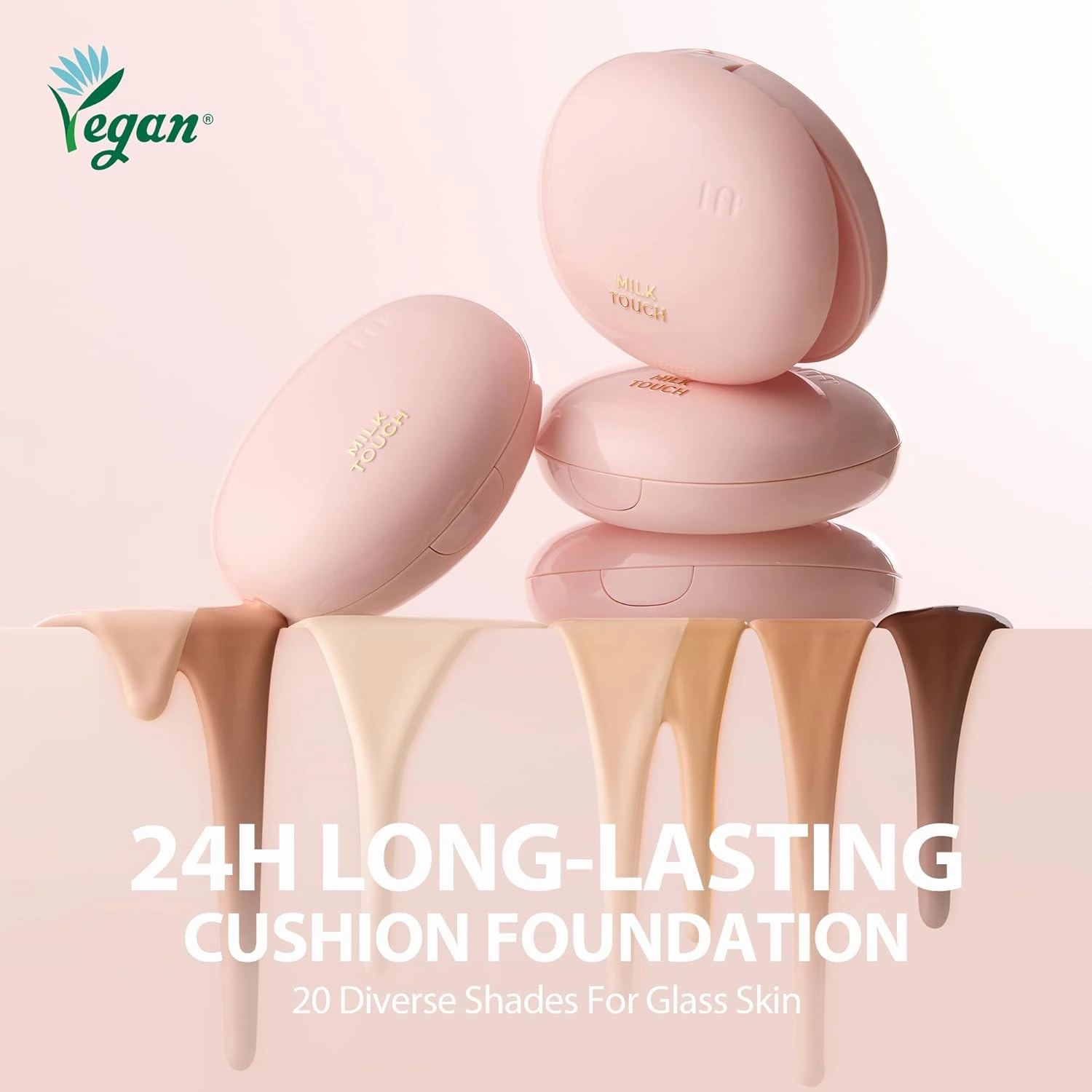 milktouch Cushion Foundation, 24H Flawless Skin, Radiant Shine, No Oxidation, Long-Lasting, Non-Creasing, 60% Hydrating Skincare Infused Korean Foundation, Valentines Gifts (19W Warm Ivory)
