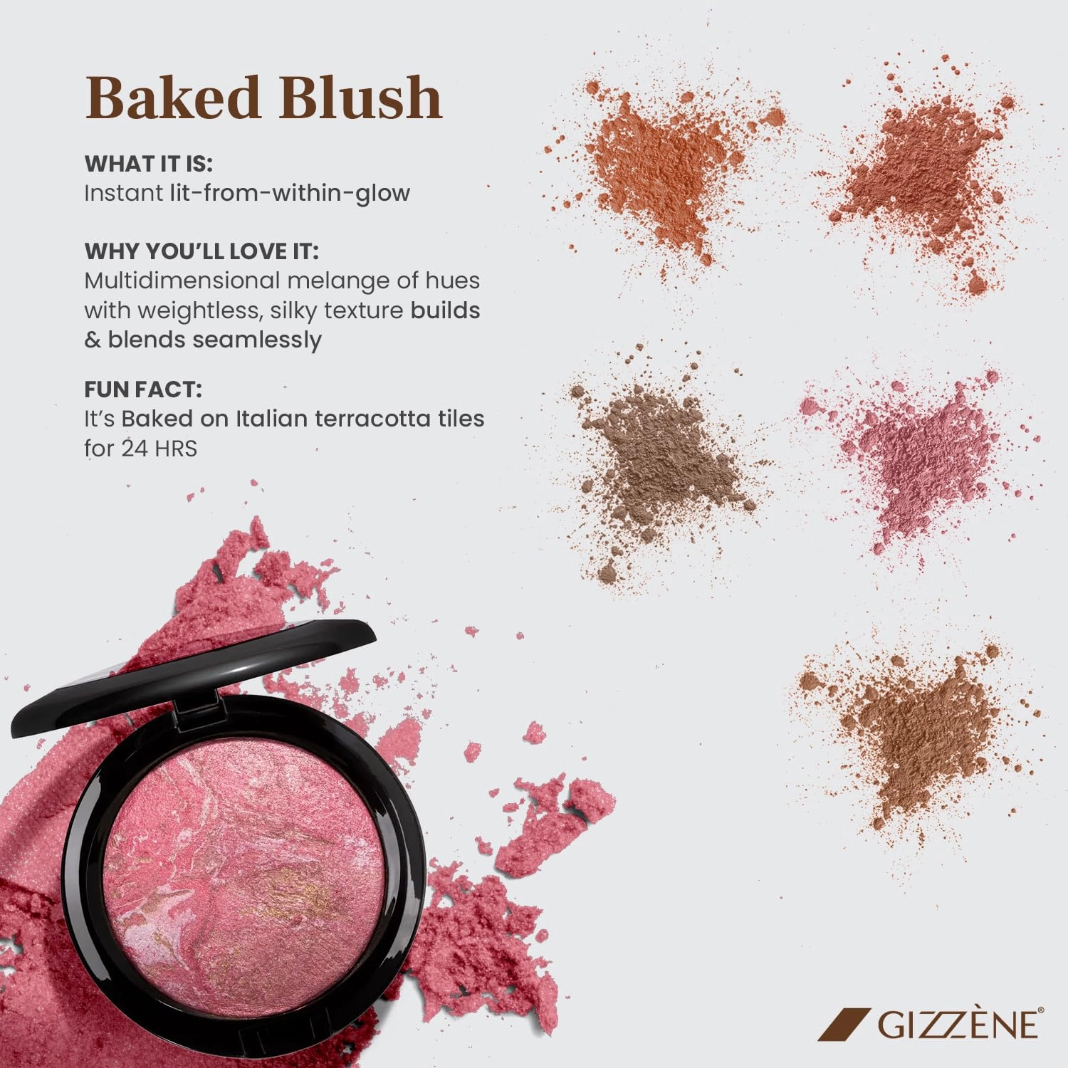 Mineral Blush Powder – Medium Coverage Terracotta Blush for Cheeks & Face with High Pigments for Shiny, Healthy Natural Finish – Buildable, Sweat Proof Makeup Blush (Pink Marble)