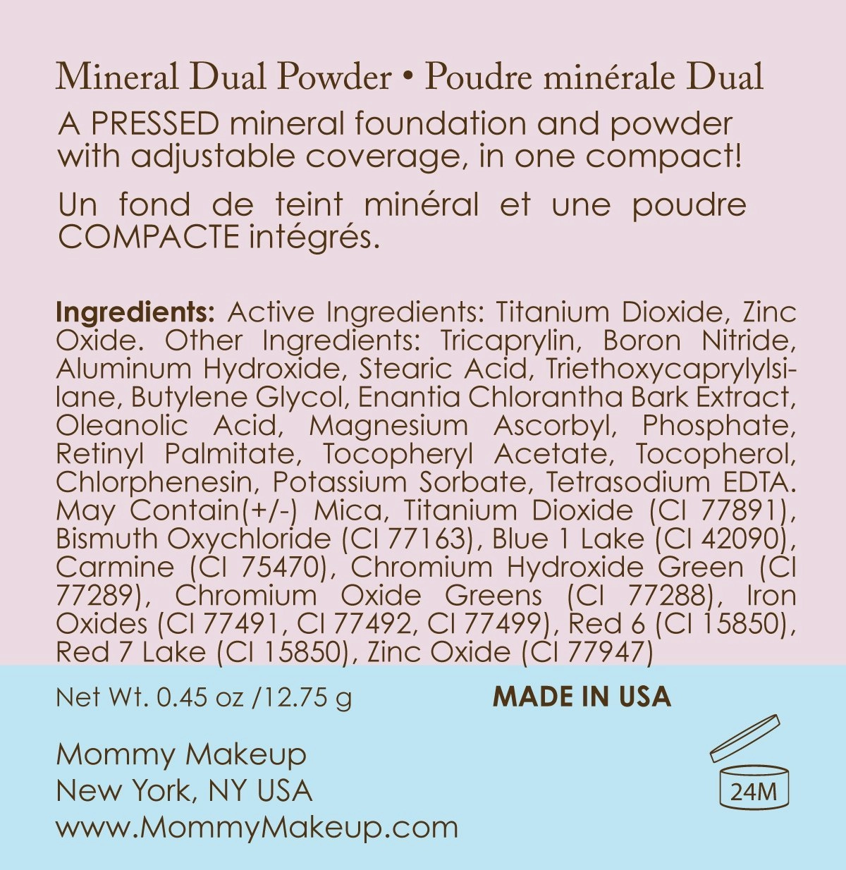 Mineral Dual Powder - 4-in-1 Pressed Mineral Foundation with SPF 15 for Flawless Glow - Oil-Free, Talc-Free, Gluten-Free, 0.45 oz (Due Date - Medium) by Mommy Makeup