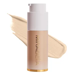 Mirabella Invincible For All HD Liquid Foundation - Anti-Aging Full Coverage Liquid Face Makeup - Moisturizing, Hydrating & Lightweight Foundation for All Skin Types (Ivory I50)