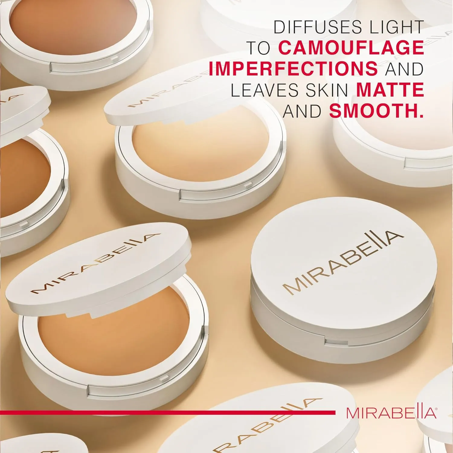 Mirabella Invincible For All Pure Pressed Foundation - Buildable Mineral Foundation & Blurring Setting Powder for All Skin Types - HD Matte Finishing Powder - Fair F6