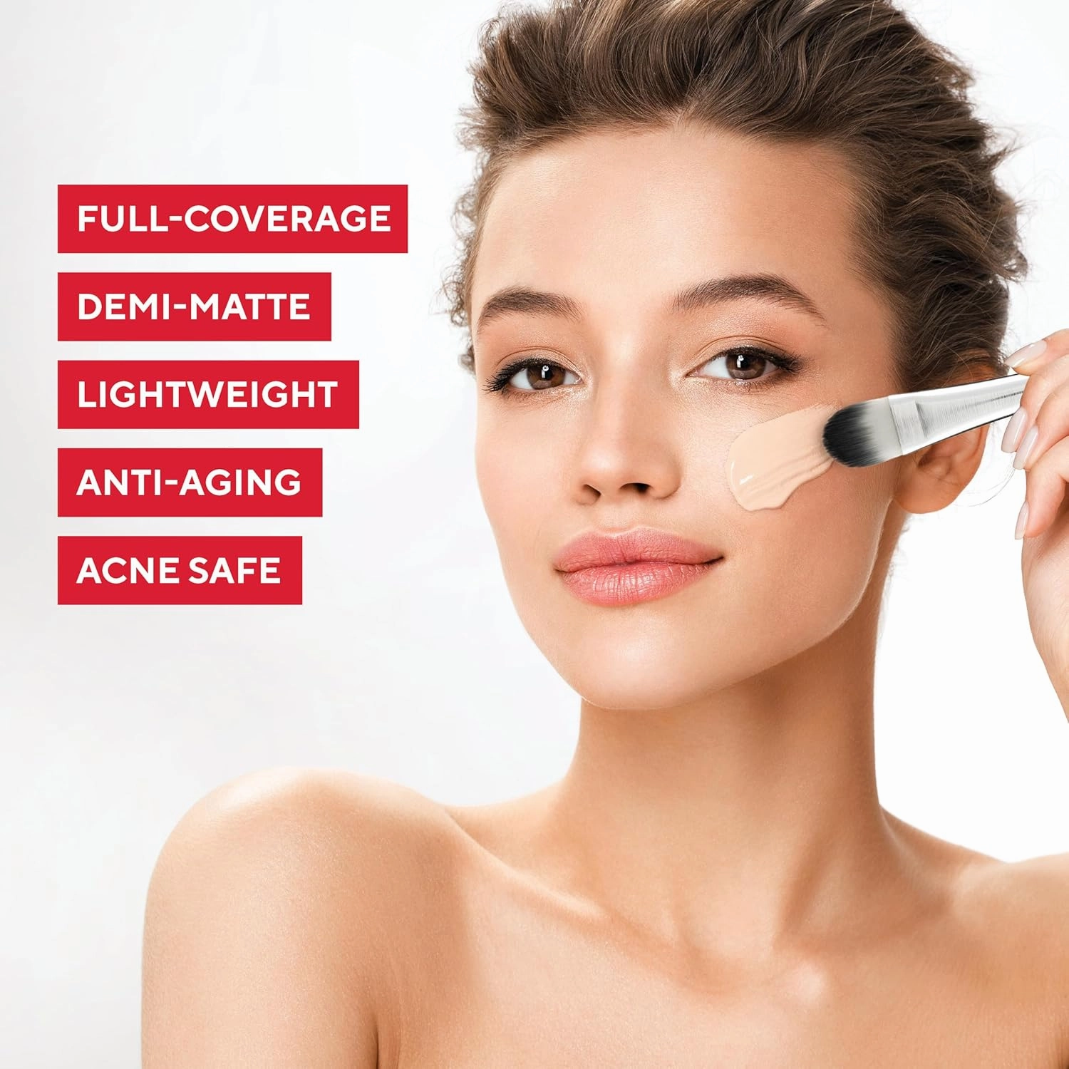 Mirabella Invincible For All HD Liquid Foundation - Anti-Aging Full Coverage Liquid Face Makeup - Moisturizing, Hydrating & Lightweight Foundation for All Skin Types (Light L90)