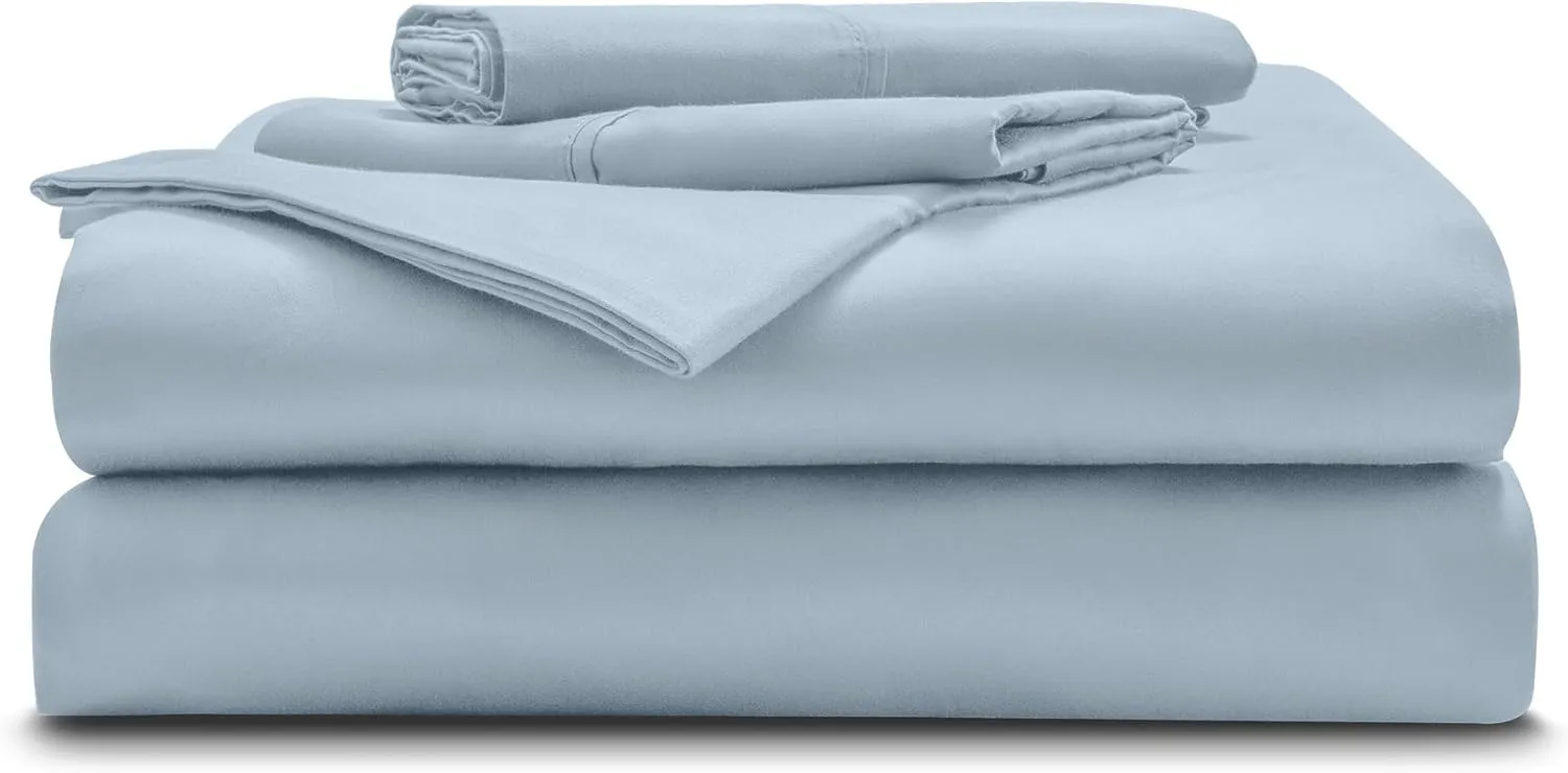 Miracle Made Cotton Bed Sheet Set - Sky Blue, 4 Piece Silver Infused, 300 Thread Count - Thermoregulating Clean & Cool Sheets