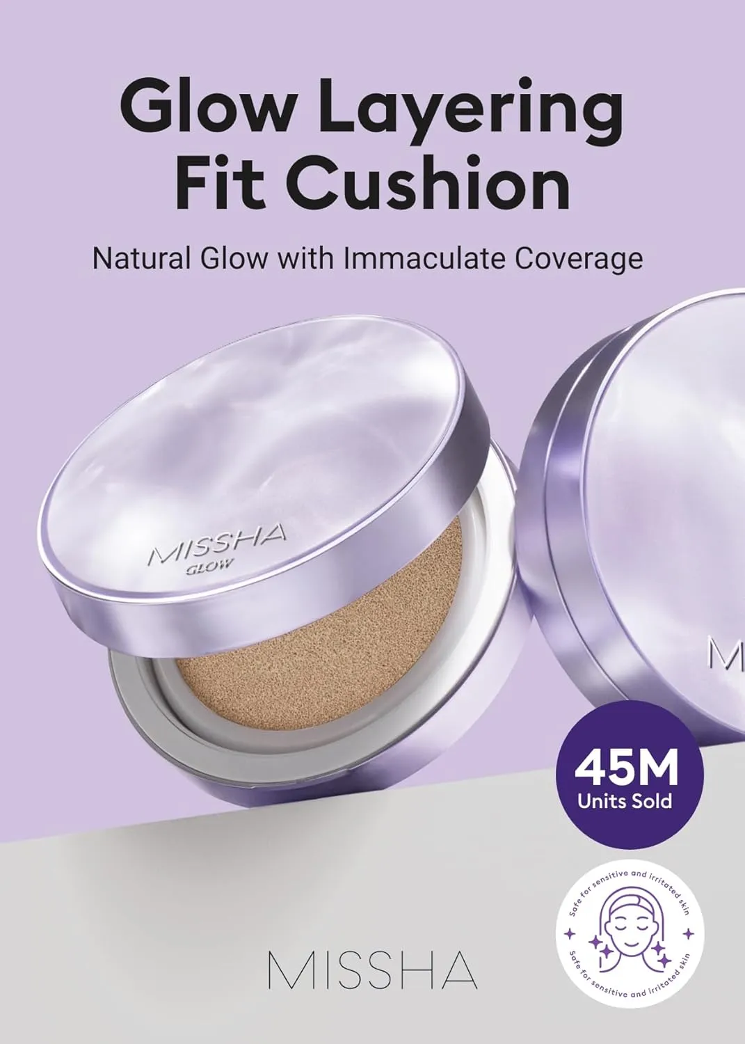 MISSHA Serum Cushion Glow Layering Fit Cushion Foundation No.17 Ivory Bright Beige for Fair Skin, Korean Foundation Makeup, Rich-Texture, Full-Coverage, 24-Hr Hydrating, Triple Glow System