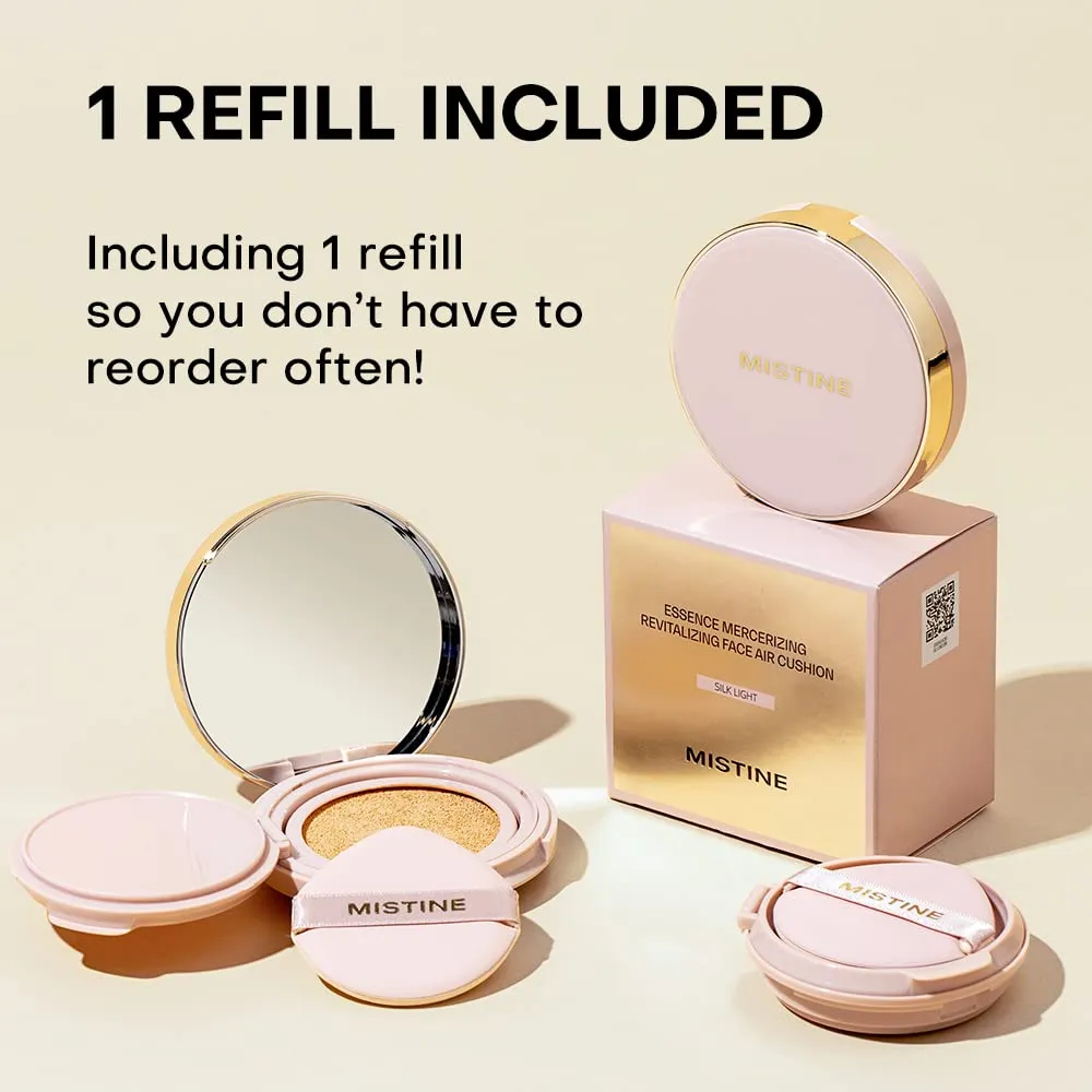 MISTINE Cushion Foundation Breathable Medium Coverage with Satin Finish,Long-Lasting, Oil-Moisture Balance Foundation Makeup,Contains Beauty Serum for Combination Skin,Refill Included,Ivory