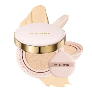 MISTINE Cushion Foundation Breathable Medium Coverage with Satin Finish,Long-Lasting, Oil-Moisture Balance Foundation Makeup,Contains Beauty Serum for Combination Skin,Refill Included,Ivory