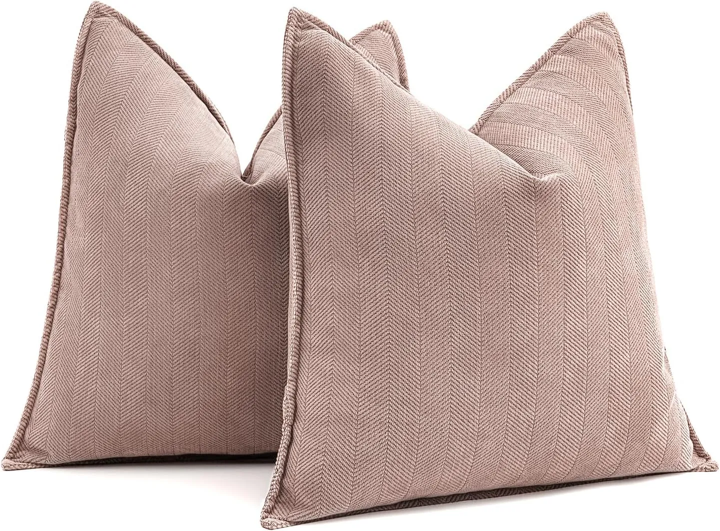 MIULEE Pack of 2 Blush Pink Decorative Pillow Covers 18x18 Inch Soft Chenille Luxurious Couch Throw Pillows Farmhouse Cushion Covers with Elegant Design for Sofa Bedroom Living Room Home Decor
