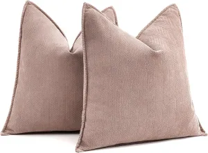 MIULEE Pack of 2 Blush Pink Decorative Pillow Covers 20x20 Inch Soft Chenille Luxurious Couch Throw Pillows Farmhouse Cushion Covers with Elegant Design for Sofa Bedroom Living Room Home Decor