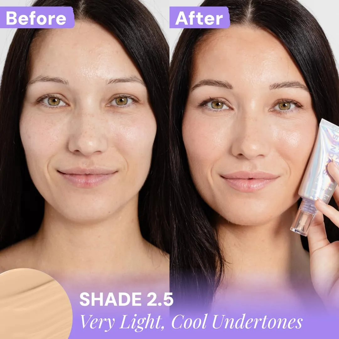 Naked Sundays BeautyScreen SPF 50 Mineral Peptide Foundation Tints, 2-in-1 SPF and Skin Tint, Radiant with Light buildable coverage, infused with Peptides, Acne-Safe (2.5 Light Neutral, 1.01 oz)