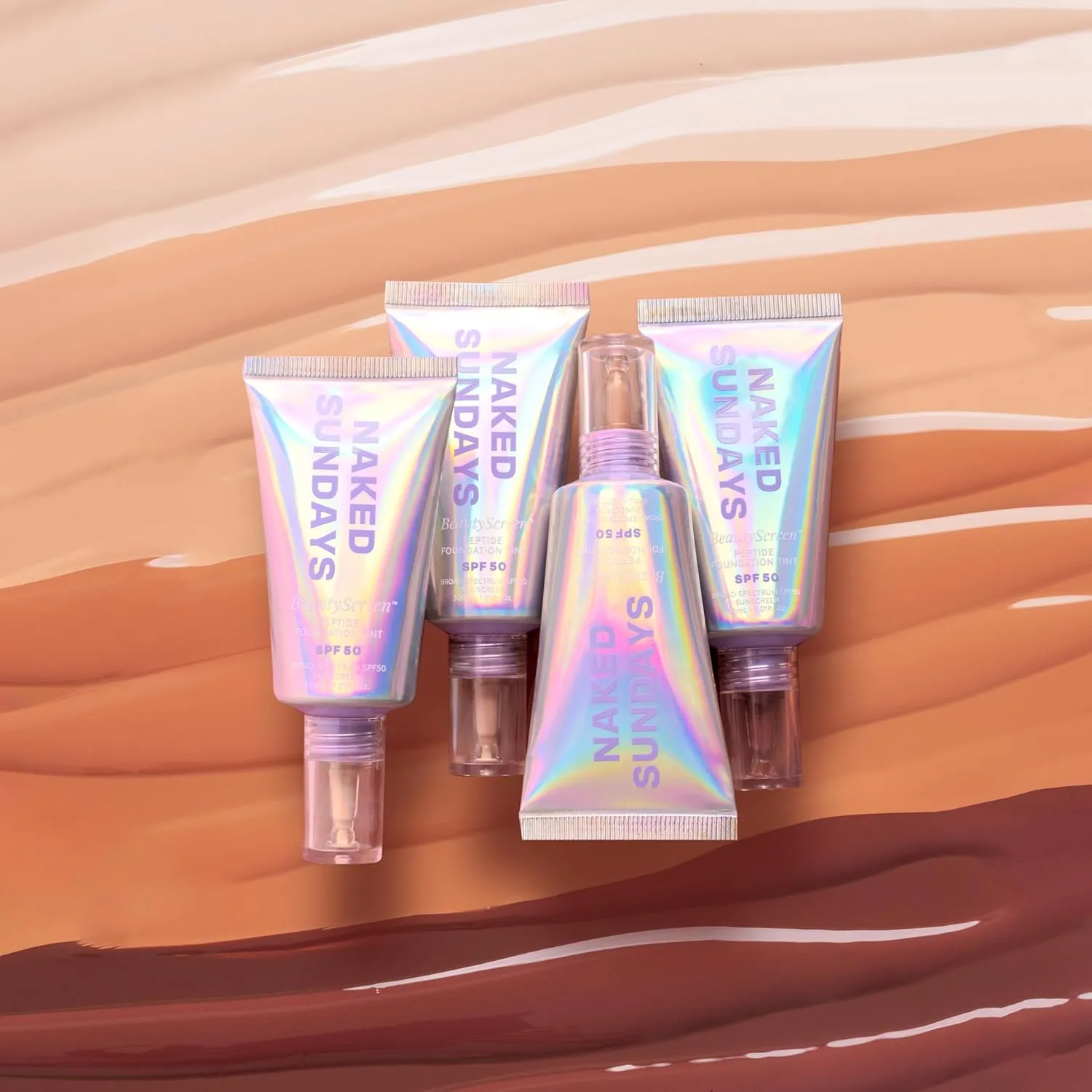 Naked Sundays BeautyScreen SPF 50 Mineral Peptide Foundation Tints, 2-in-1 SPF and Skin Tint, Radiant with Light buildable coverage, infused with Peptides, Acne-Safe (2.5 Light Neutral, 1.01 oz)