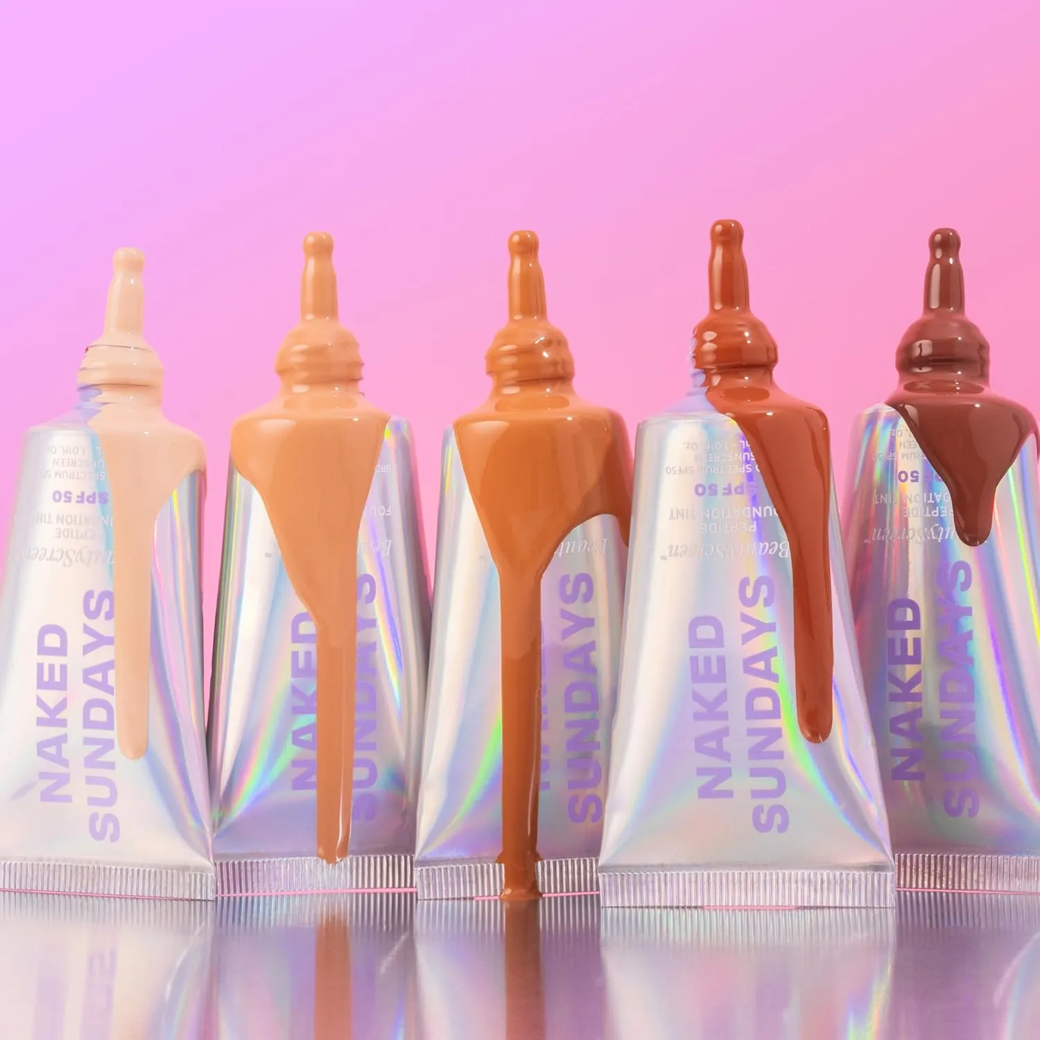 Naked Sundays BeautyScreen SPF 50 Mineral Peptide Foundation Tints, 2-in-1 SPF and Skin Tint, Radiant with Light buildable coverage, infused with Peptides, Acne-Safe (2.5 Light Neutral, 1.01 oz)