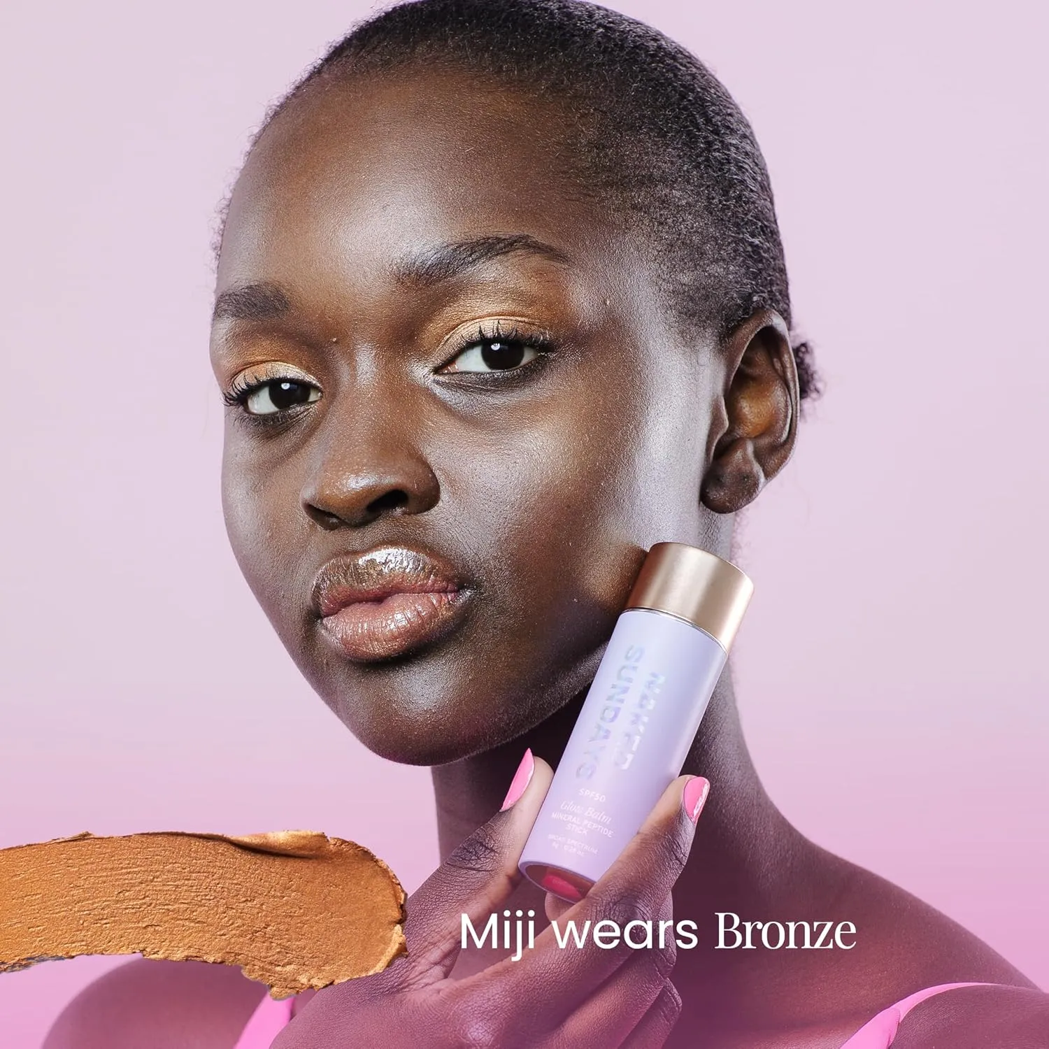 Naked Sundays SPF 50 100% Mineral Glow Balm – Peptide-Infused Multi-Tasking Blush Stick for Cheeks, Lips & Eyes – Broad Spectrum Mineral Sunscreen with Zinc Oxide – 8g (Bronze)
