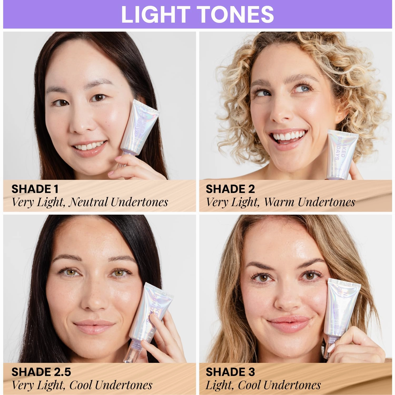 Naked Sundays BeautyScreen™ SPF 50 Mineral Peptide Foundation Tint – 2-in-1 Skin Tint & Mineral Sunscreen | Radiant, Buildable Coverage, Acne-Safe, Infused with Peptides (3 Warm Honey, 1.01 oz)