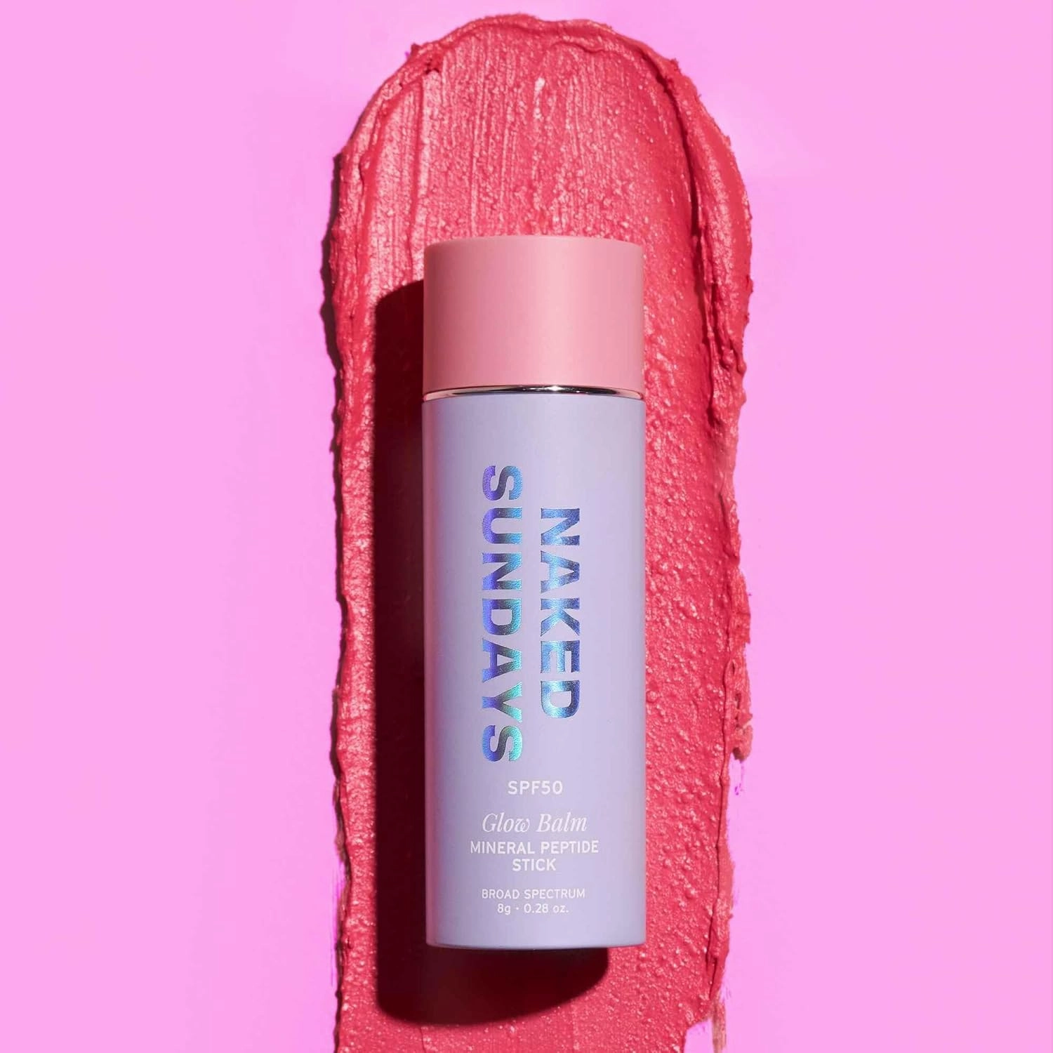 Naked Sundays SPF 50 100% Mineral Glow Balm – Peptide-Infused Multi-Tasking Blush Stick for Cheeks, Lips & Eyes – Broad Spectrum Mineral Sunscreen with Zinc Oxide – 8g (Pink Pop)