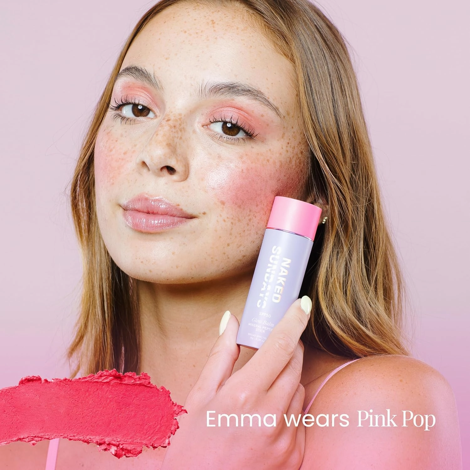Naked Sundays SPF 50 100% Mineral Glow Balm – Peptide-Infused Multi-Tasking Blush Stick for Cheeks, Lips & Eyes – Broad Spectrum Mineral Sunscreen with Zinc Oxide – 8g (Pink Pop)