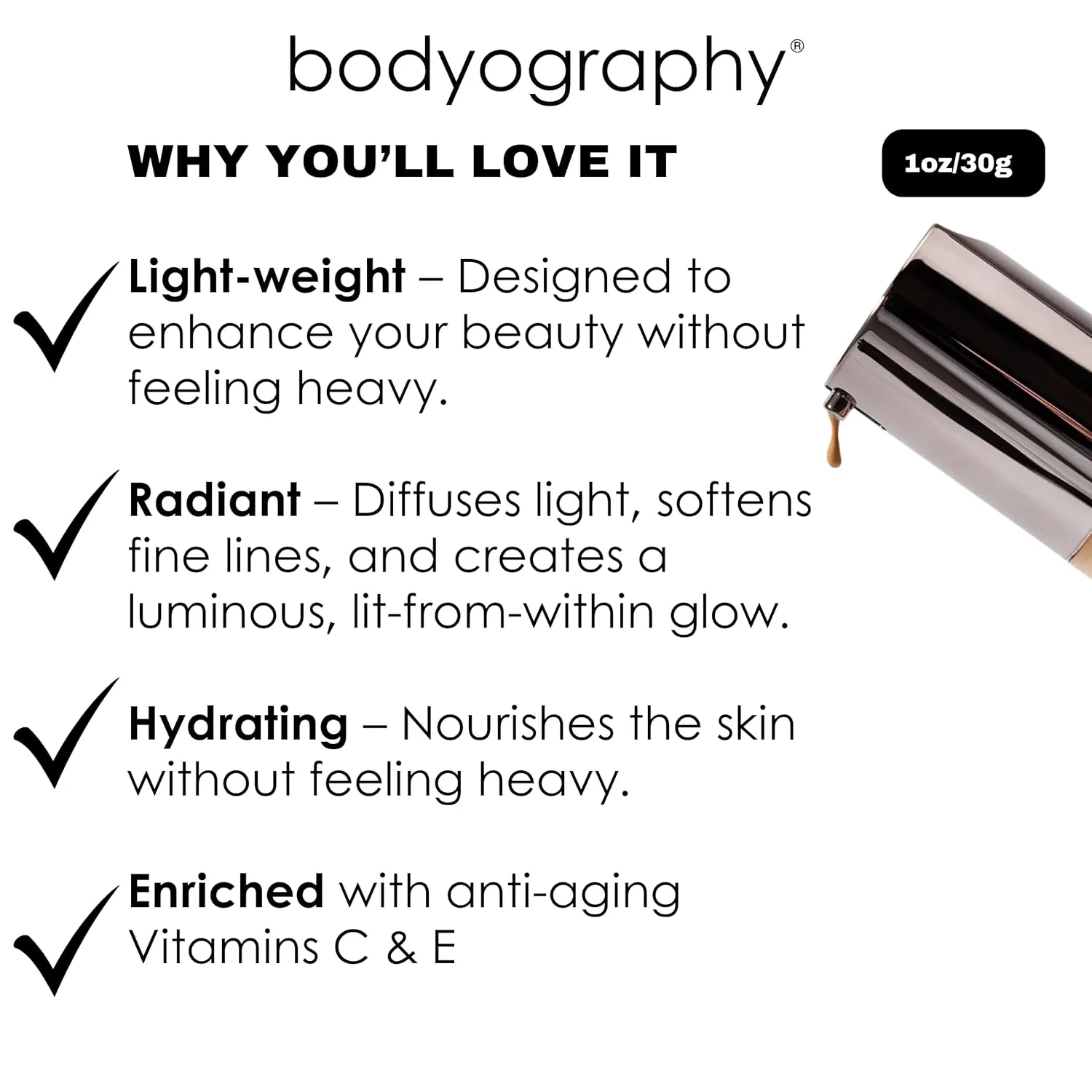 Natural Finish Foundation - 100 Light Neutral by Bodyography for Women - 1 oz Foundation