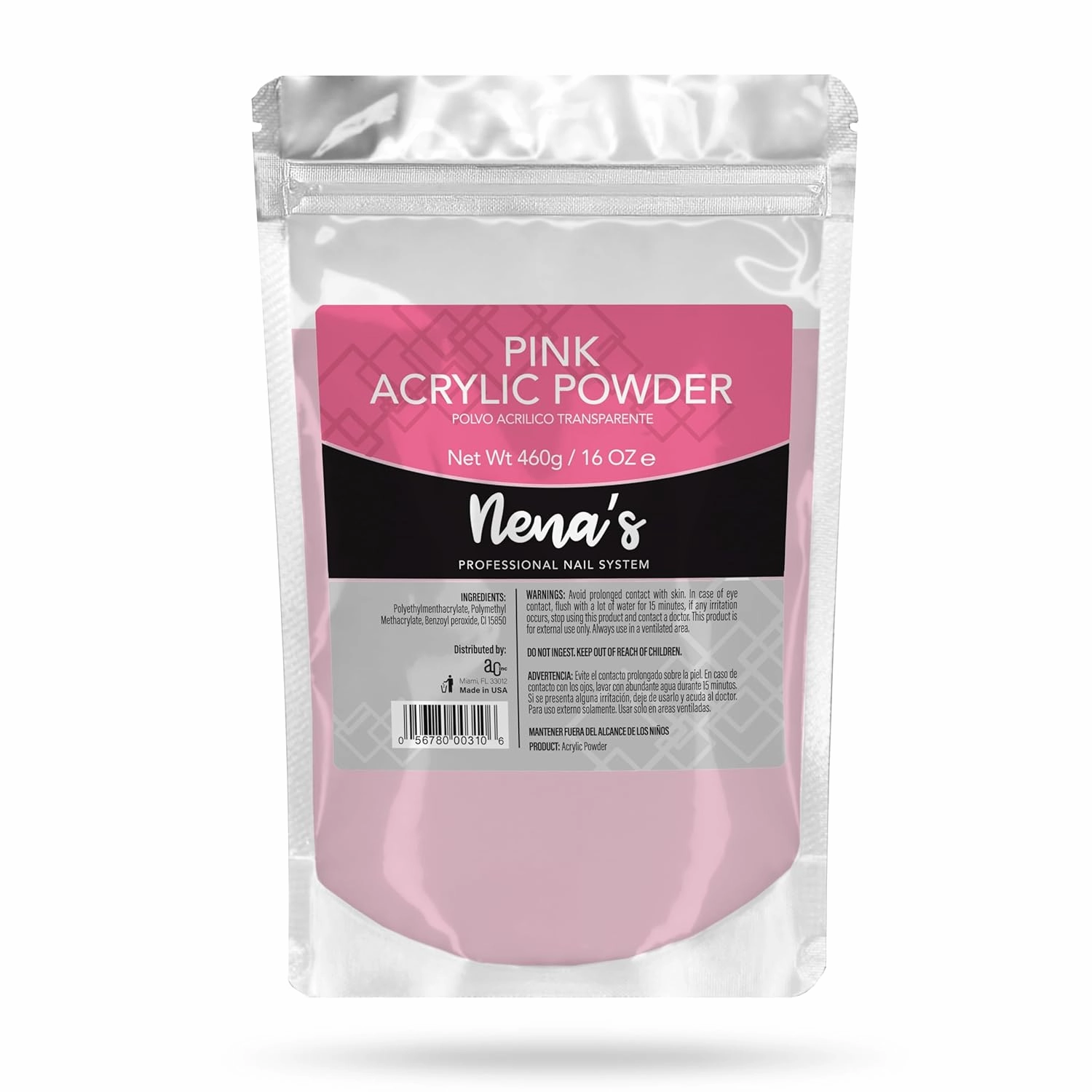 Nena's Superior Sculpting Powder Professional Acrylic Nail System Clear Blush Pink Medium Pink 16 oz 460 g