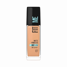 New York Fit Me Matte Poreless Liquid Full Coverage Foundation For All Skin Types,127 Golden Honey|16Hr Oil Control Full Coverage Foundation For All Skin Types With Spf 22,30 Ml,Pack Of 1