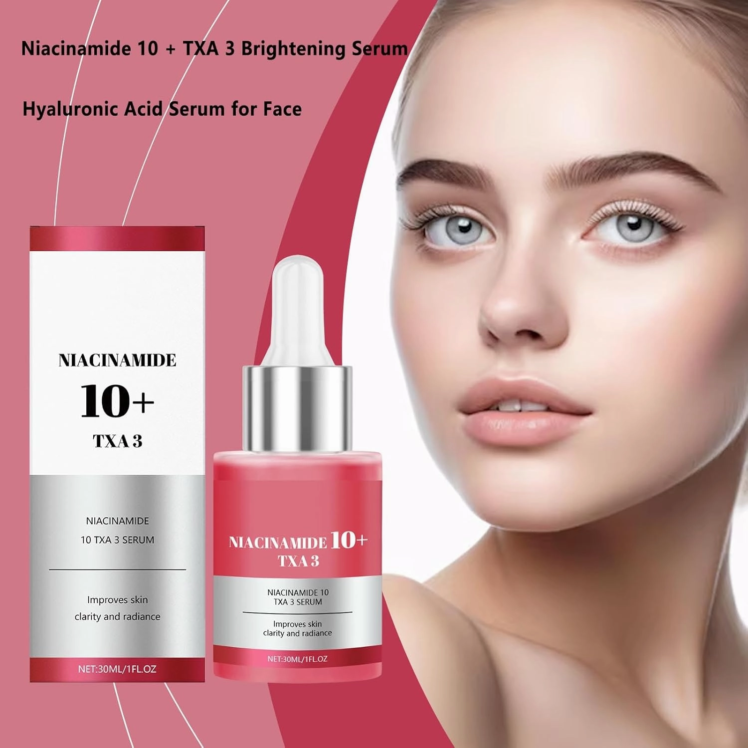 Niacinamide 10   TXA 3 Brightening Serum, Hyaluronic Acid Serum for Face, Moisturizing Face Sérum for Women Anti Aging, Improves Skin Clarity and Radiance, Intense Moisturizing & Hydrating (4)
