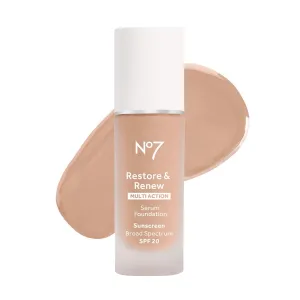 No7 Restore & Renew Multi Action Serum Foundation - Calico - Liquid Foundation Makeup with Vitamin C, Vitamin E & Collagen for Face - Beauty Skin Serum Formula with Medium Coverage (30ml)
