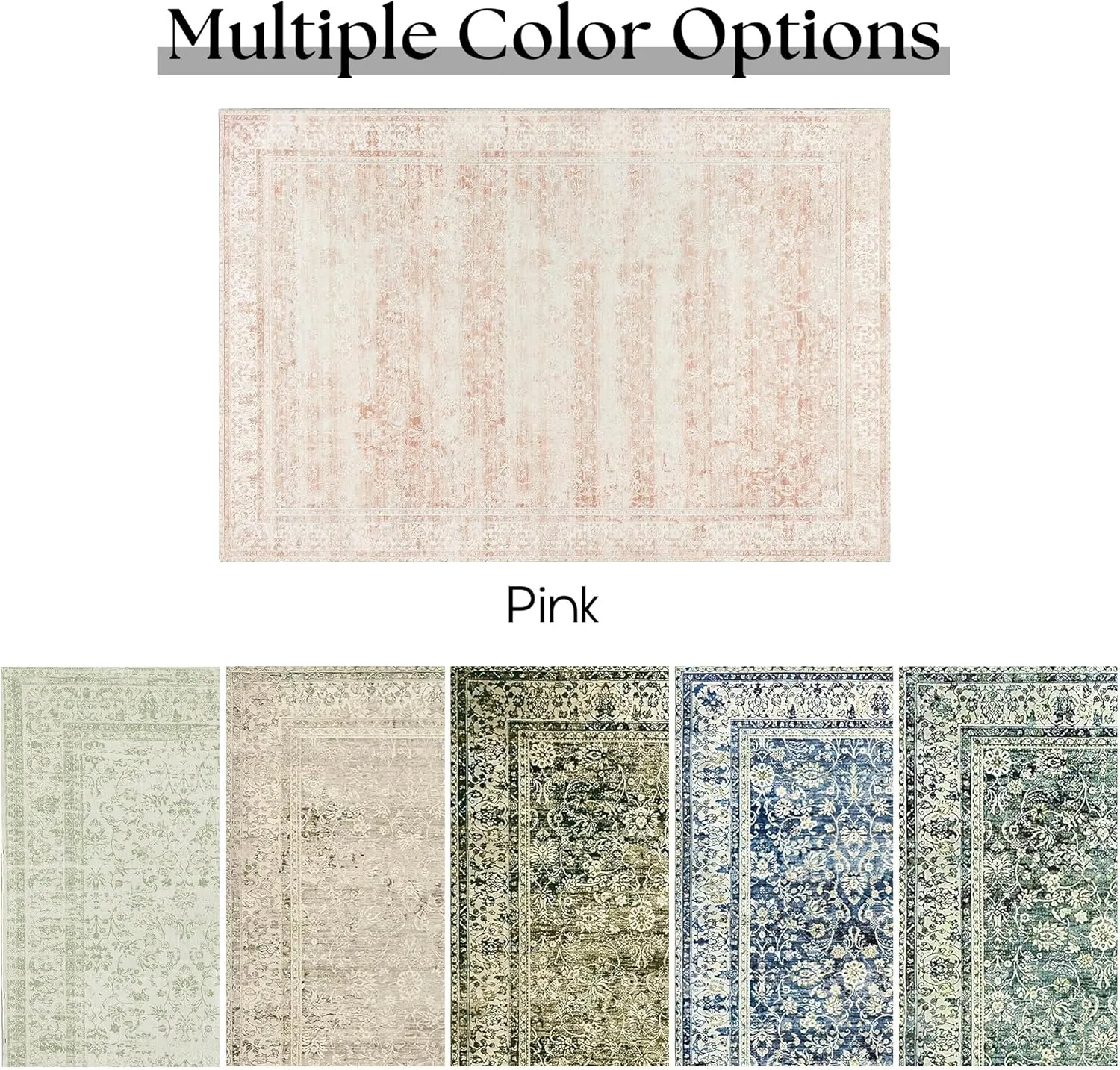 Nursery Rug for Baby Girl,Neutral Blush Pink Boho Cute Floral Foldable Machine Washable Soft Faux Wool Carpet Area Rugs for Living Room Bedroom Dorm Kids Playroom,5x7
