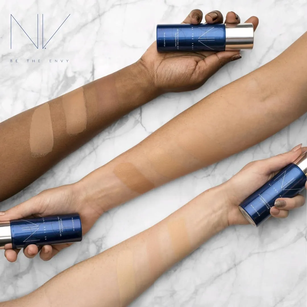 NV BB Perfecting Mist Foundation Buildable Coverage Professional Airbrush Makeup with Plant-based Stem Cell Polypeptides, Vitamins A, D, E and Aloe, 1.5 ounces, Cool Sand
