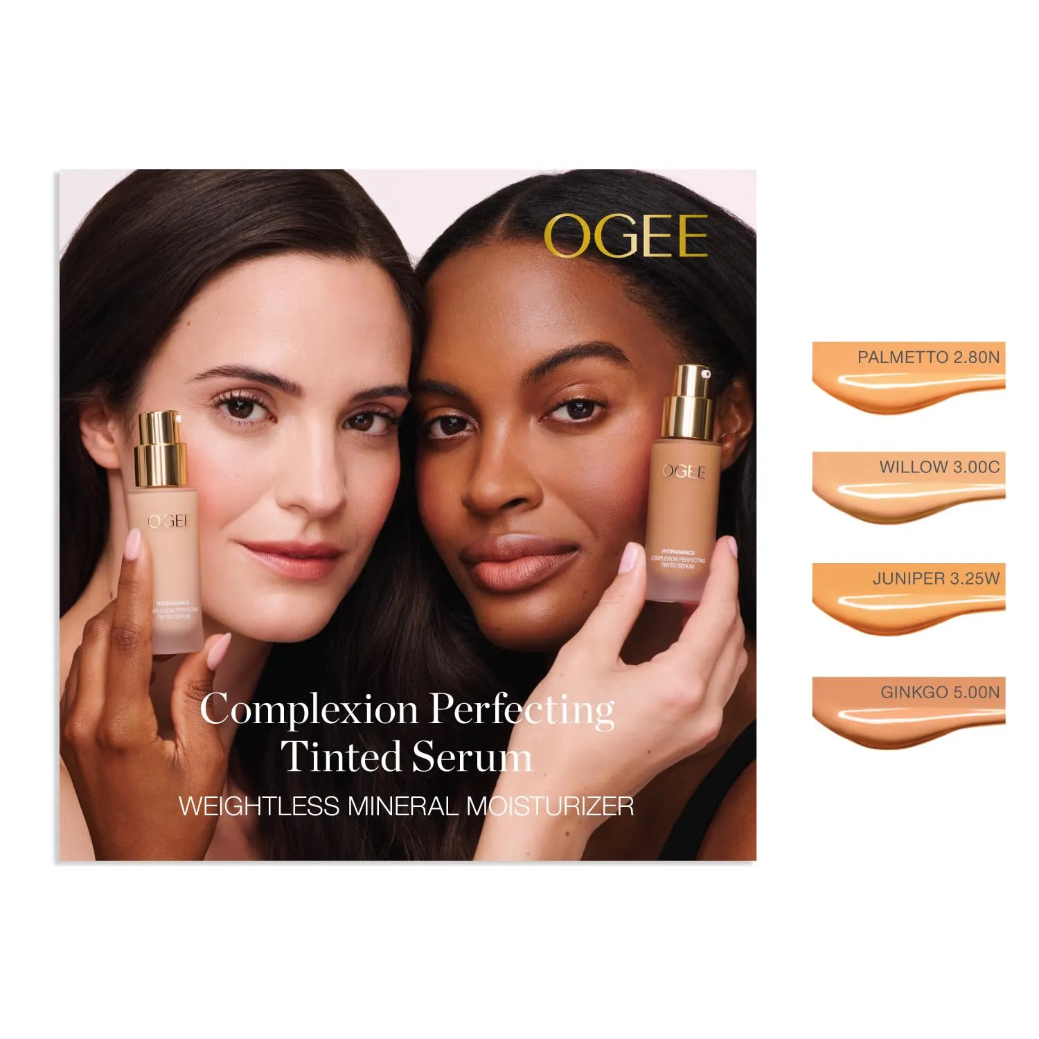Ogee Complexion Perfecting Liquid Foundation - Lightweight Tinted Moisturizer For Face (Juniper 3.25W - Medium Light Tan, Bright-Golden Undertone) - with Vitamin C & Jojoba Oil - Certified Organic