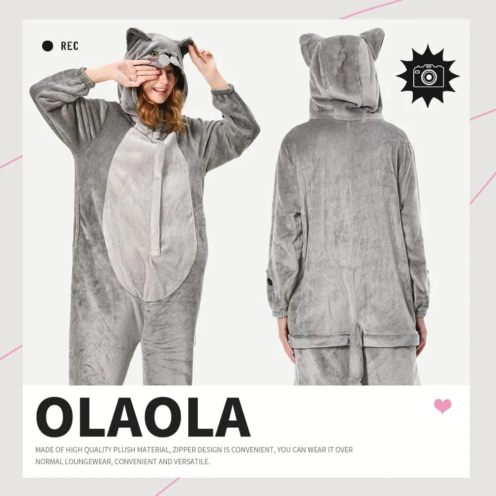 OLAOLA Adult Onesie, Animal Halloween Costume, Unisex Onesies Plush Cosplay Pajamas One-Piece Sleepwear