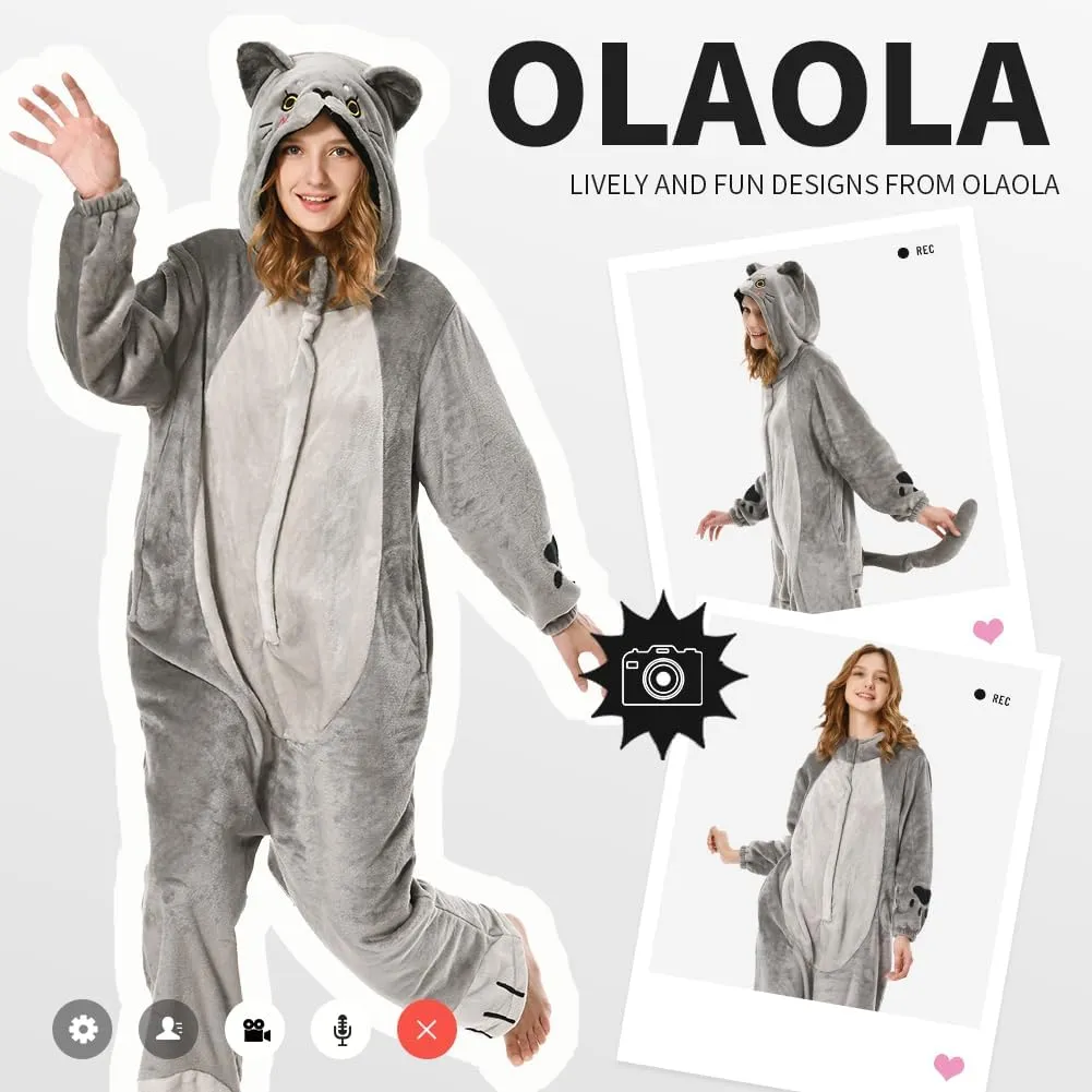 OLAOLA Adult Onesie, Animal Halloween Costume, Unisex Onesies Plush Cosplay Pajamas One-Piece Sleepwear