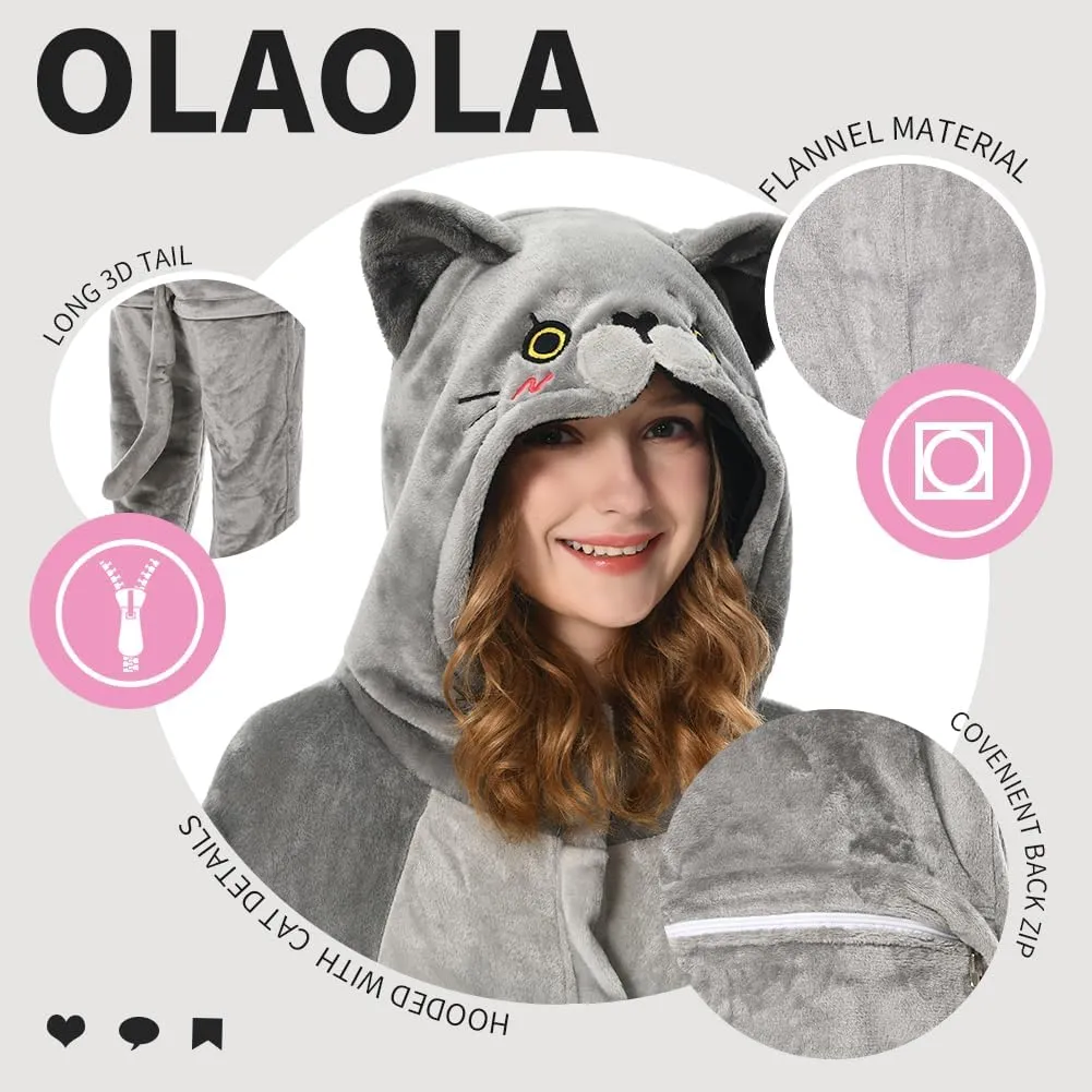 OLAOLA Adult Onesie, Animal Halloween Costume, Unisex Onesies Plush Cosplay Pajamas One-Piece Sleepwear