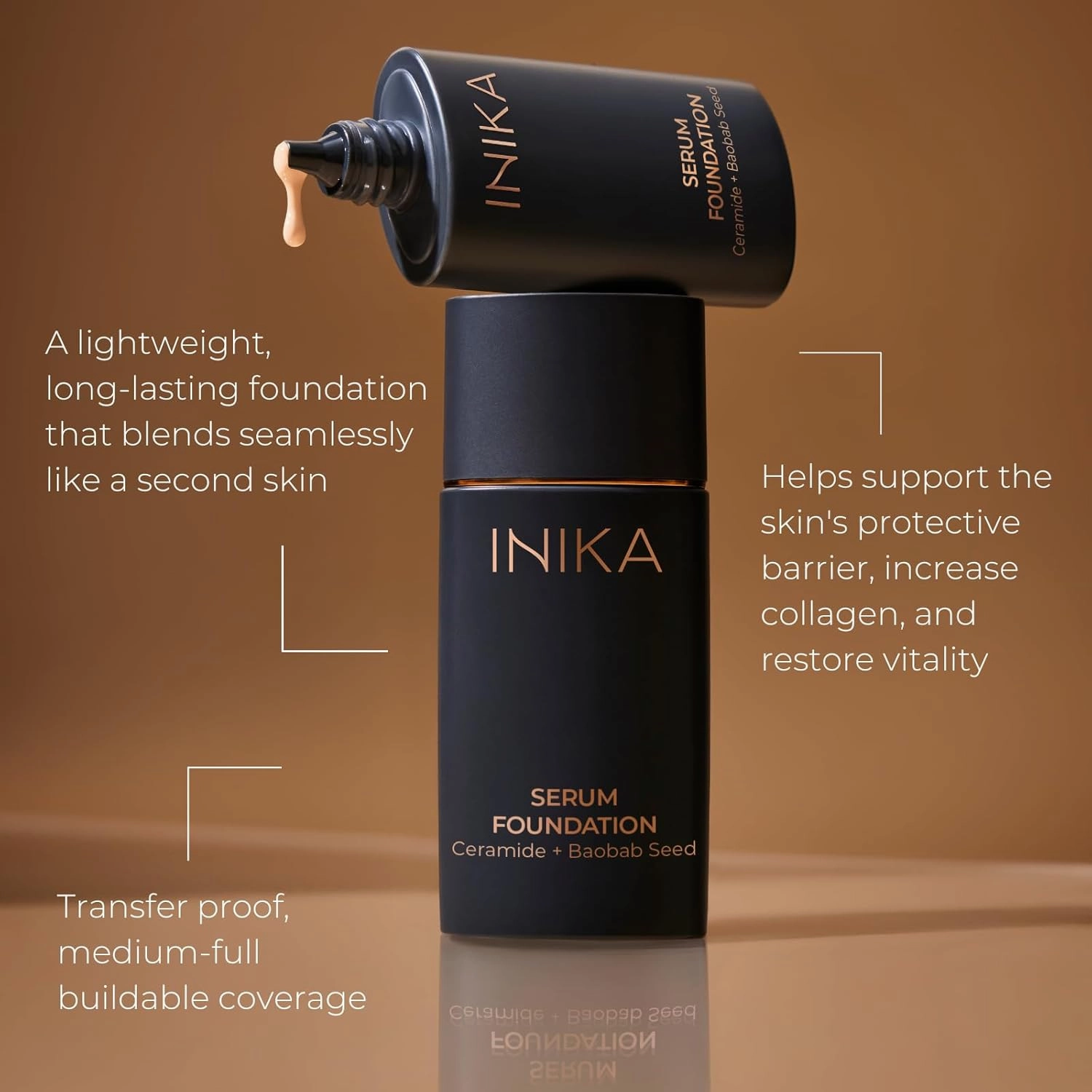 Organic Serum Foundation | Vegan, Buildable Coverage, Weightless Second Skin Feel, Transfer Proof with Skincare Ingredients in Sustainable Packaging. Radiant 25ml