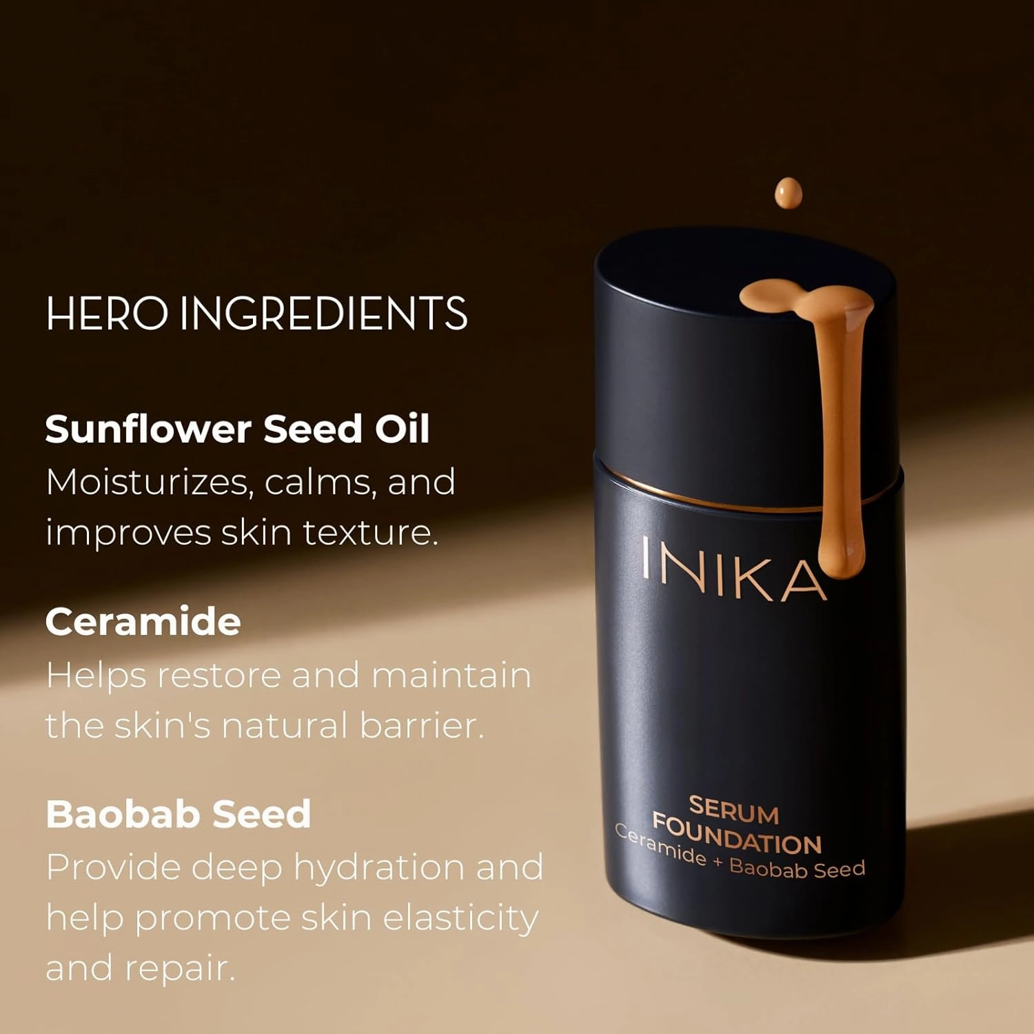 Organic Serum Foundation | Vegan, Buildable Coverage, Weightless Second Skin Feel, Transfer Proof with Skincare Ingredients in Sustainable Packaging. Radiant 25ml