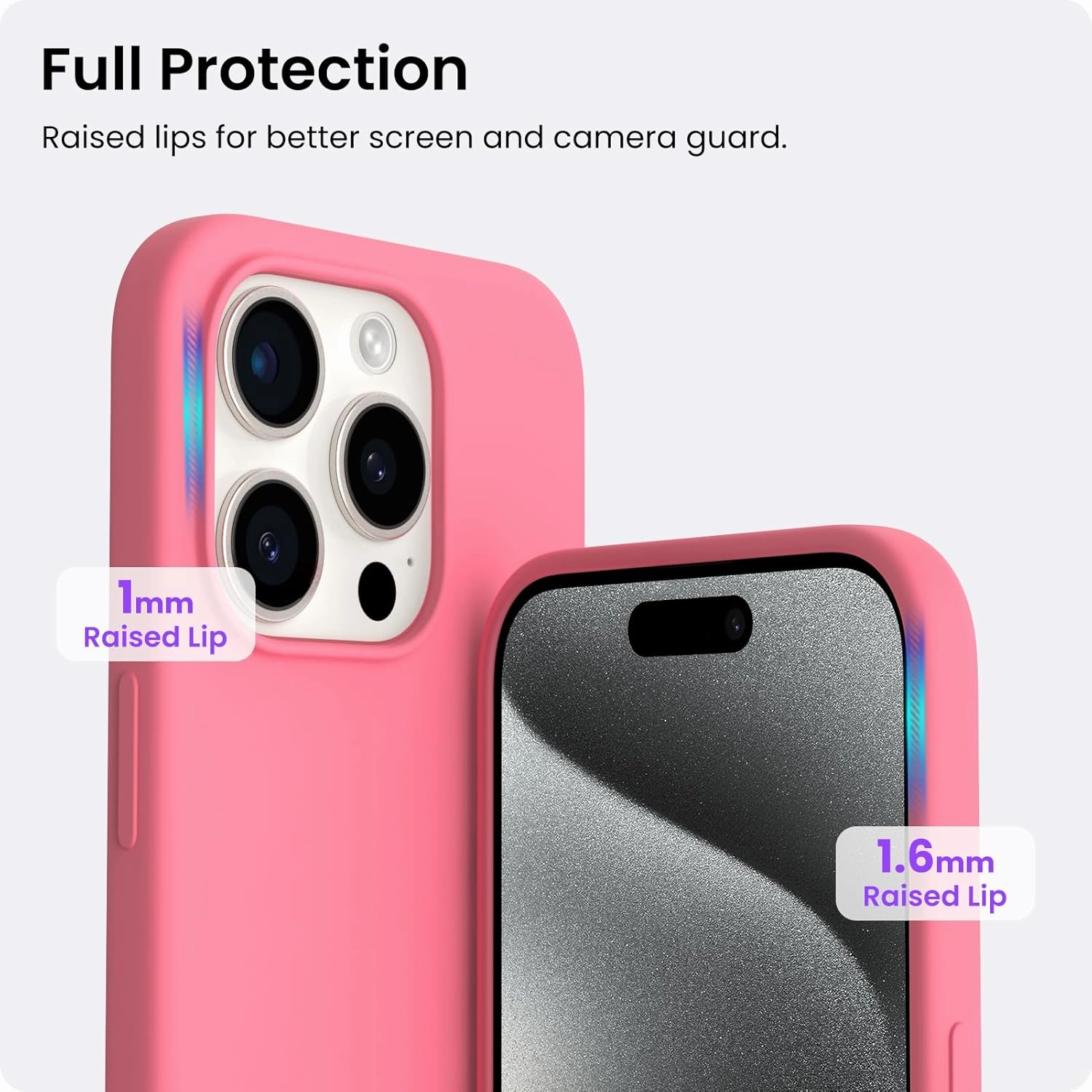ORNARTO Compatible with iPhone 15 Pro Max Case 6.7", Slim Liquid Silicone 3 Layers Soft Gel Rubber Shockproof Protective Phone Case with Anti-Scratch Microfiber Lining-Blush Pink
