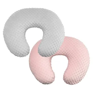 Owlowla 2Pack Nursing Pillow Cover Grey&Pink Nursing Pillow Covers Set Breastfeeding Pillow Slipcover Fits Naked Nursing Pillow for Baby Boy Girl(Silver Gray/Blush)