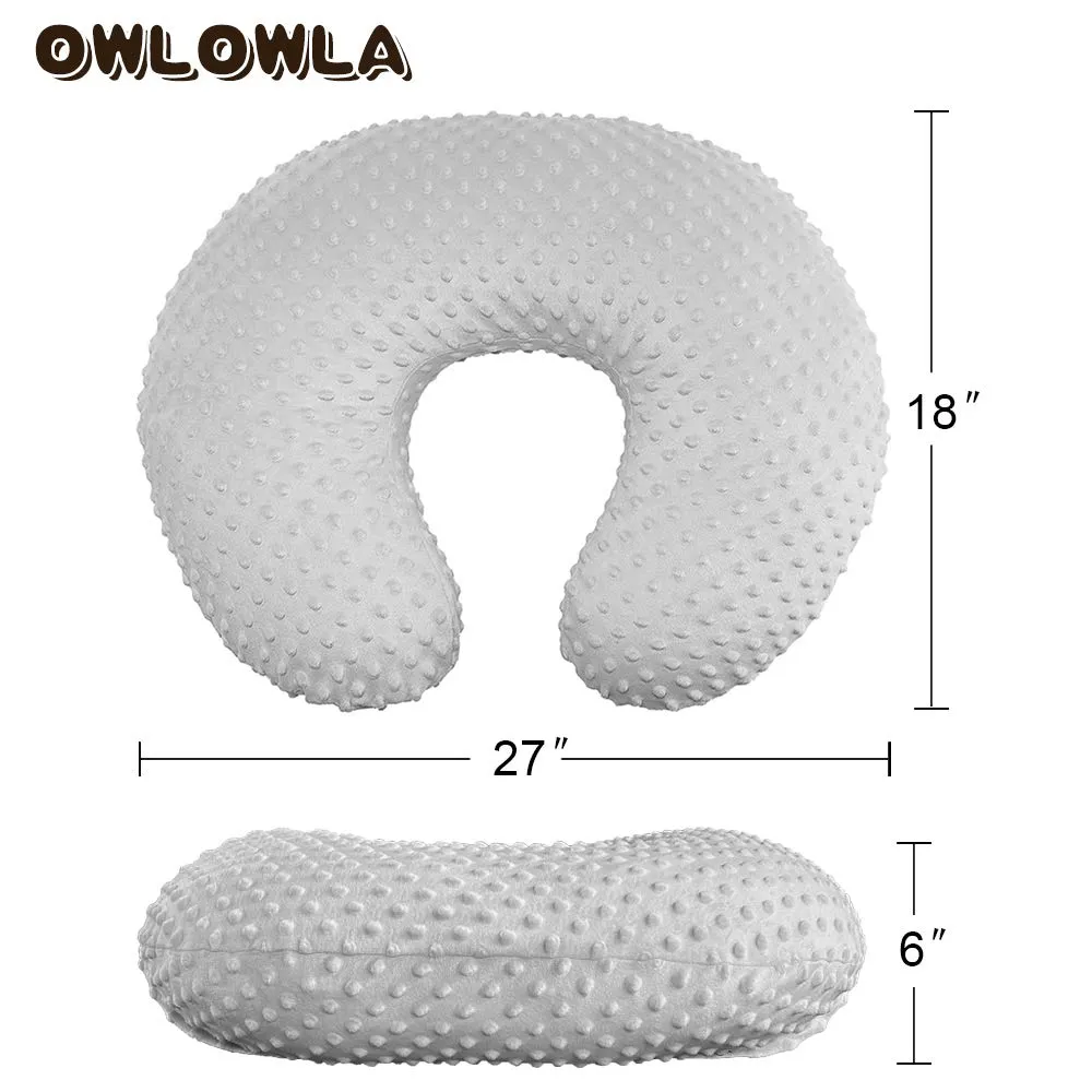 Owlowla 2Pack Nursing Pillow Cover Grey&Pink Nursing Pillow Covers Set Breastfeeding Pillow Slipcover Fits Naked Nursing Pillow for Baby Boy Girl(Silver Gray/Blush)