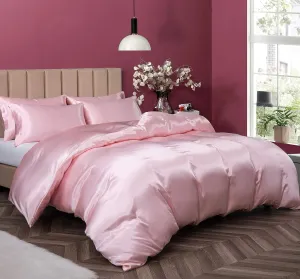 P Pothuiny Satin Duvet Cover Twin, Single Soft Duvet Cover Only, Luxury Silky Like Blush Pink Duvet Cover 68" x 90" Sold Separately - Zipper Closure & Corner Ties