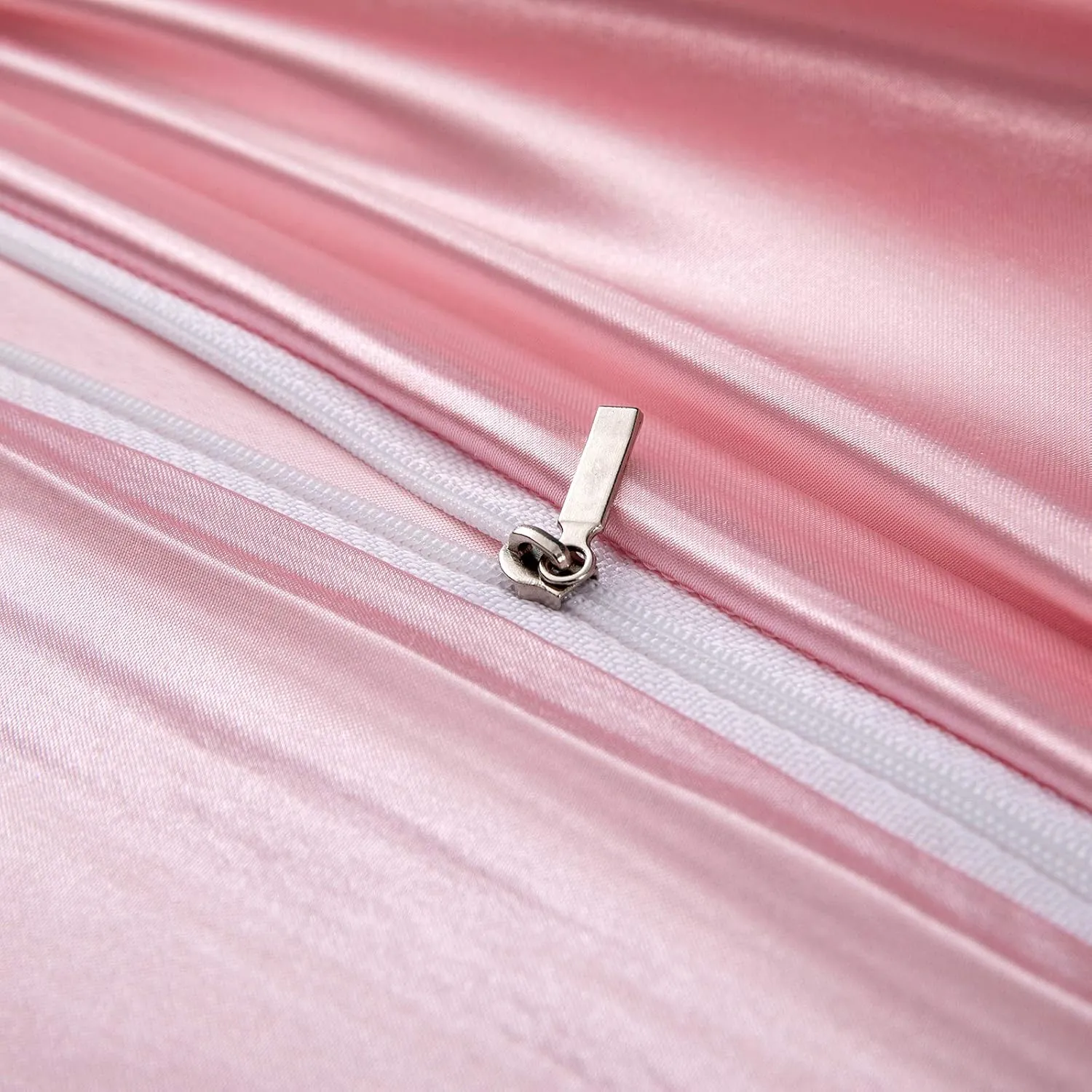 P Pothuiny Satin Duvet Cover Twin, Single Soft Duvet Cover Only, Luxury Silky Like Blush Pink Duvet Cover 68" x 90" Sold Separately - Zipper Closure & Corner Ties