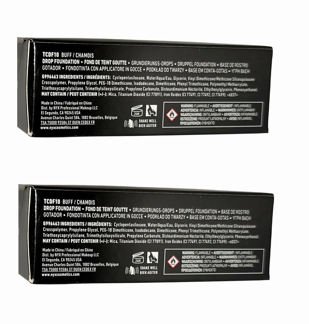 Pack of 2 NYX Total Control Drop Foundation, Buff # TCDF10