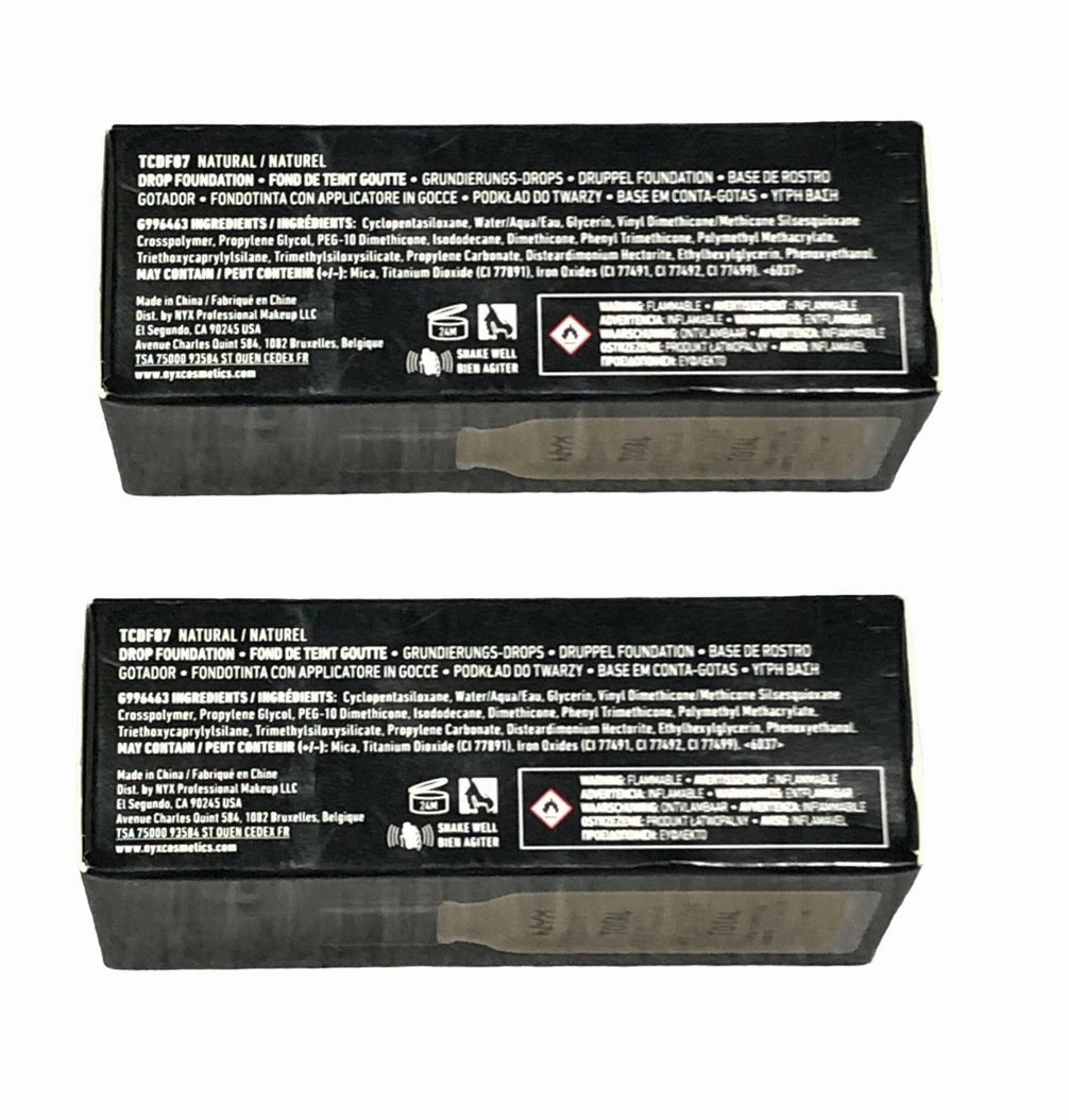 Pack of 2 NYX Total Control Drop Foundation, Natural # TCDF07