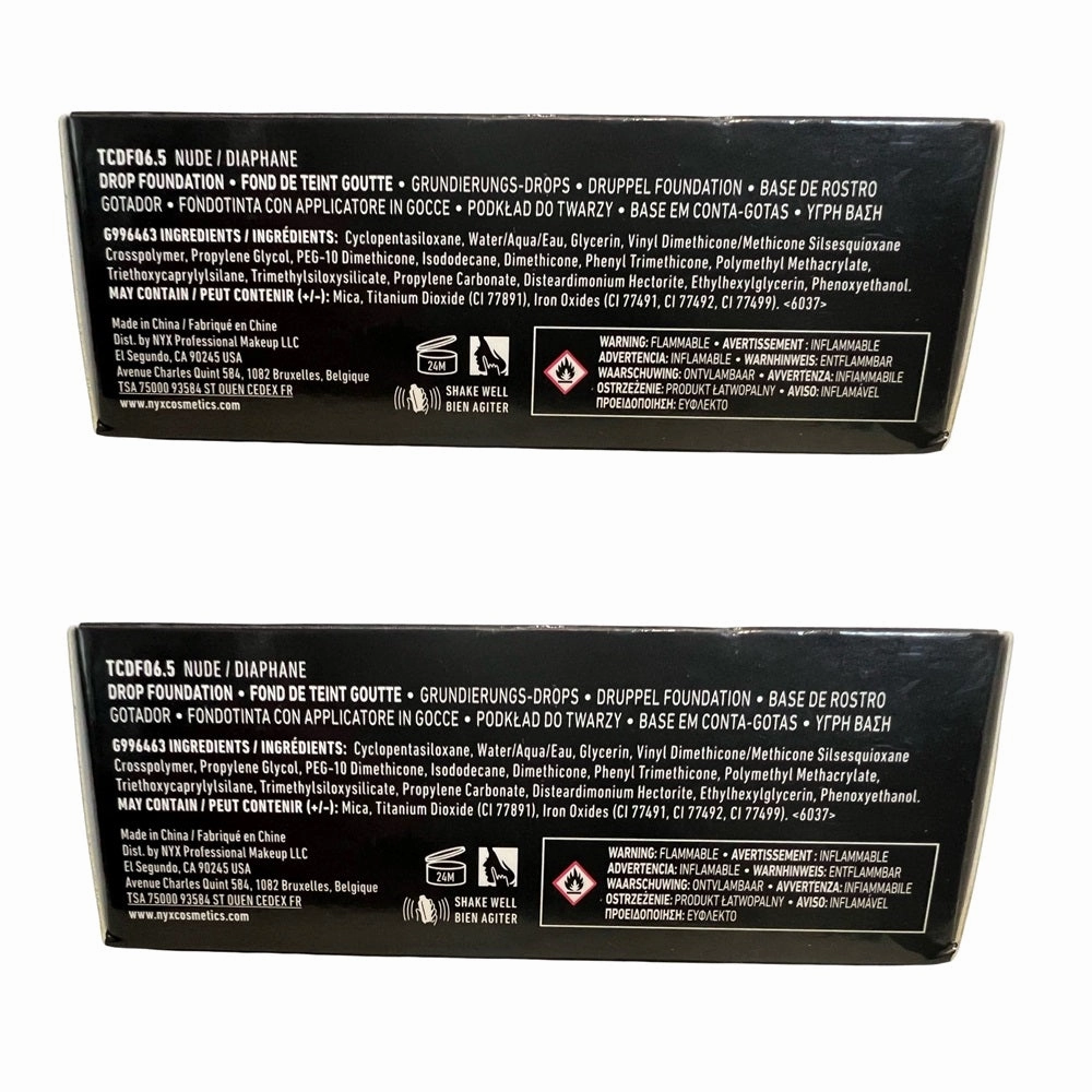 Pack of 2 NYX Total Control Drop Foundation, Nude # TCDF06.5