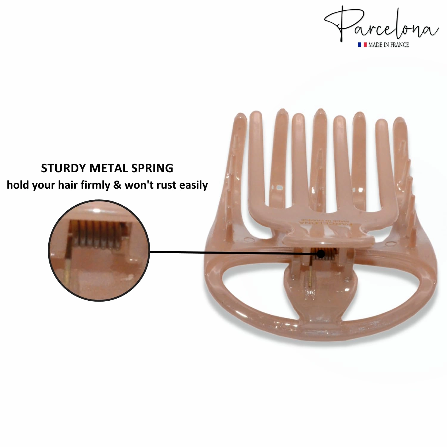 Parcelona French Curvy Oval Paw Medium 3” Cellulose Acetate Set of 2 Side Slide In Jaw Hair Claw Clip Clutcher for Women and Girls (Blush Pink and White)