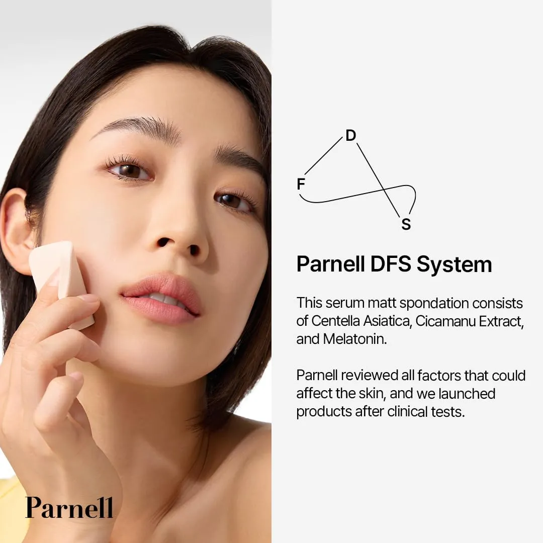 Parnell Cicamanu Matte Spondation (Powder Foundation with Sponge) 11g, #19 Porcelain | Lightweight Oil-Control | Matte Finish and Long-Lasting | Infused with Centella Asiatica | K-Beauty