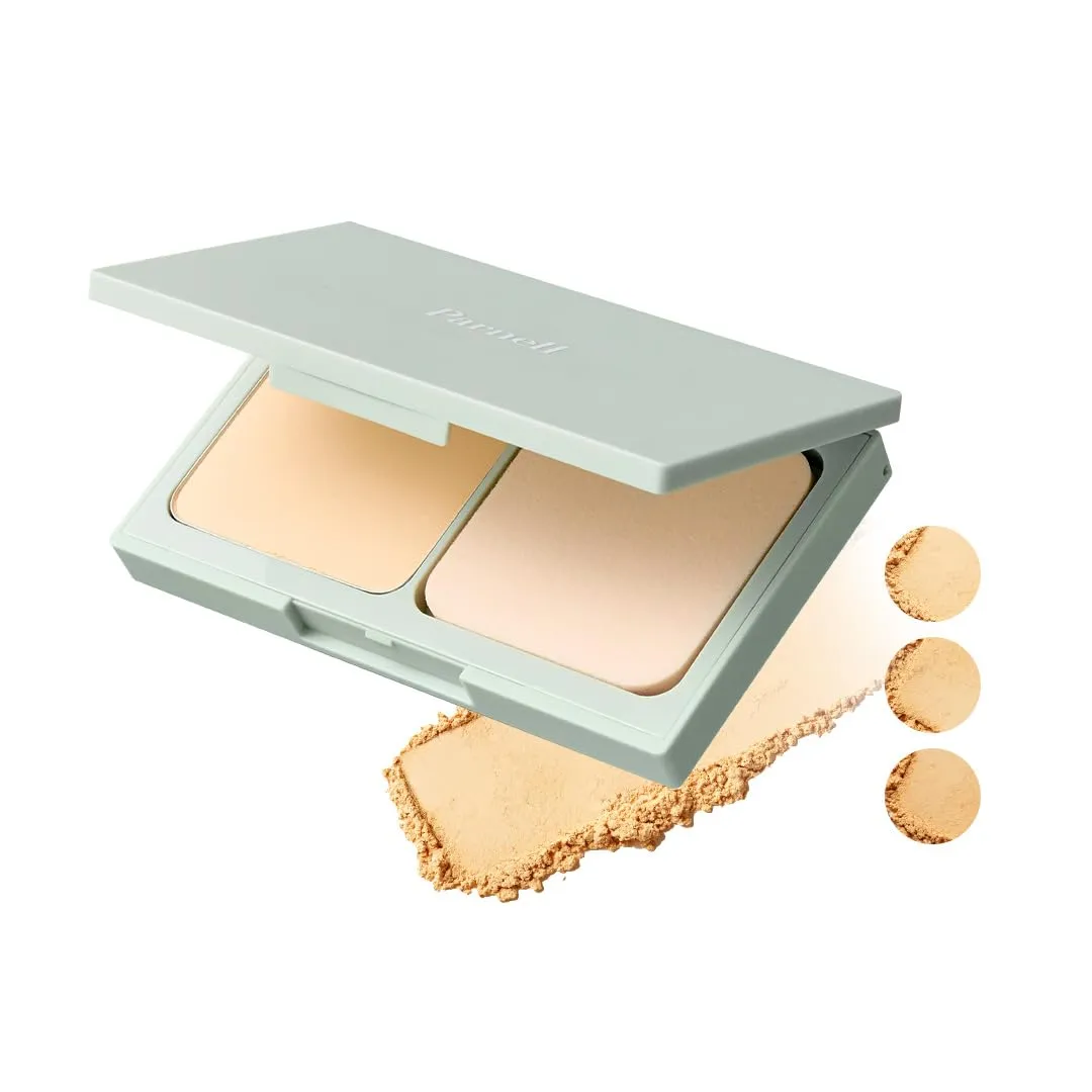 Parnell Cicamanu Matte Spondation (Powder Foundation with Sponge) 11g, #19 Porcelain | Lightweight Oil-Control | Matte Finish and Long-Lasting | Infused with Centella Asiatica | K-Beauty