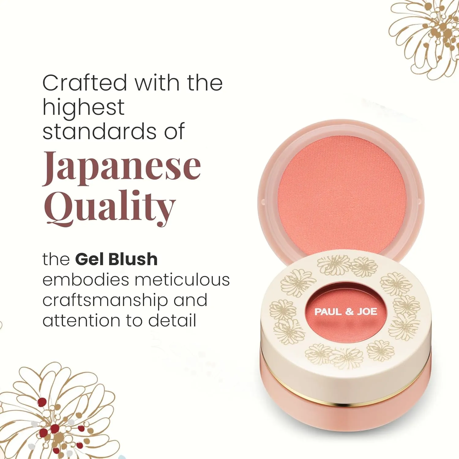 Paul & Joe Gel Blush, Bright and Buildable Makeup, Water-Based Gel Makeup Blush with Hydrating Oils for Dewy, Radiant Finish, Subtle Coral Cheek Tint, 03 Poached Peach, 0.71 oz