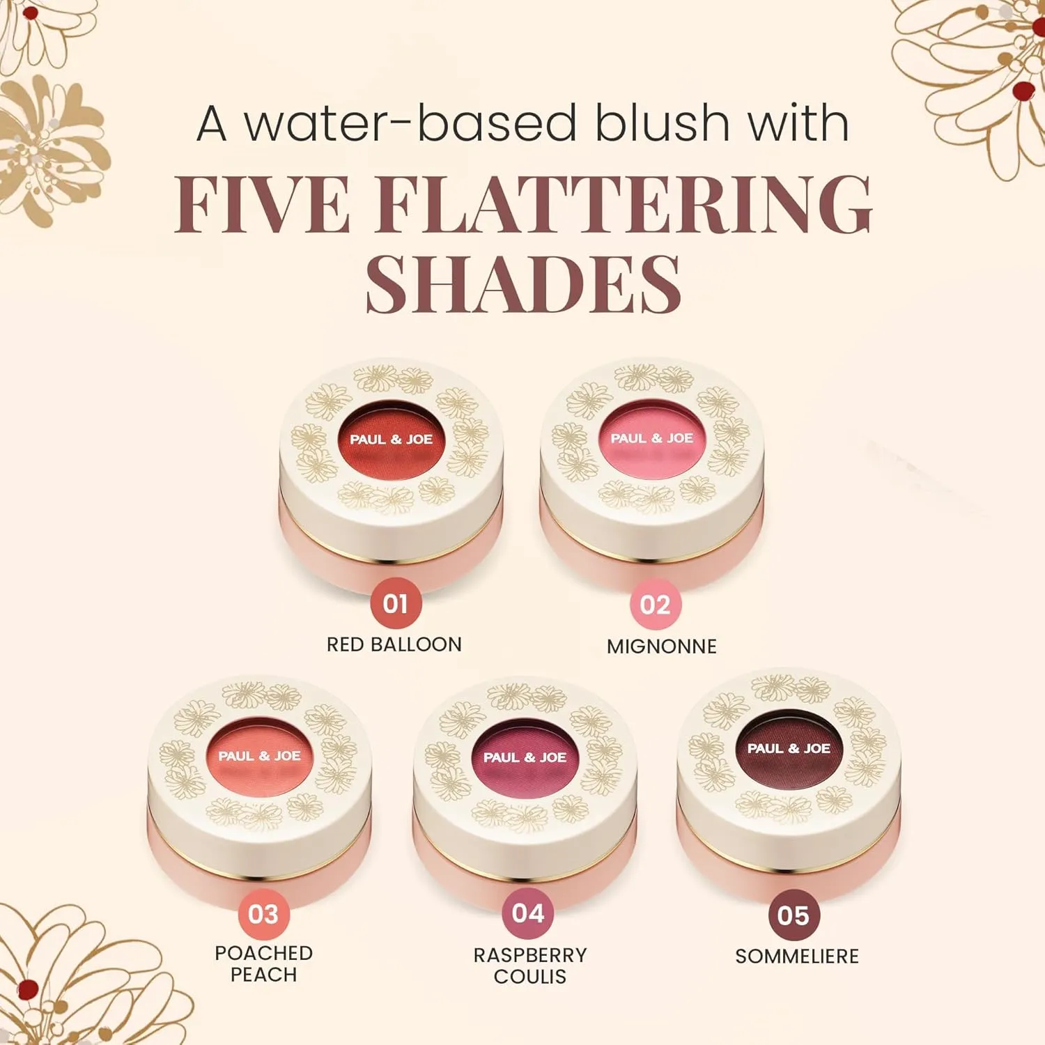 Paul & Joe Gel Blush, Bright and Buildable Makeup, Water-Based Gel Makeup Blush with Hydrating Oils for Dewy, Radiant Finish, Subtle Coral Cheek Tint, 03 Poached Peach, 0.71 oz
