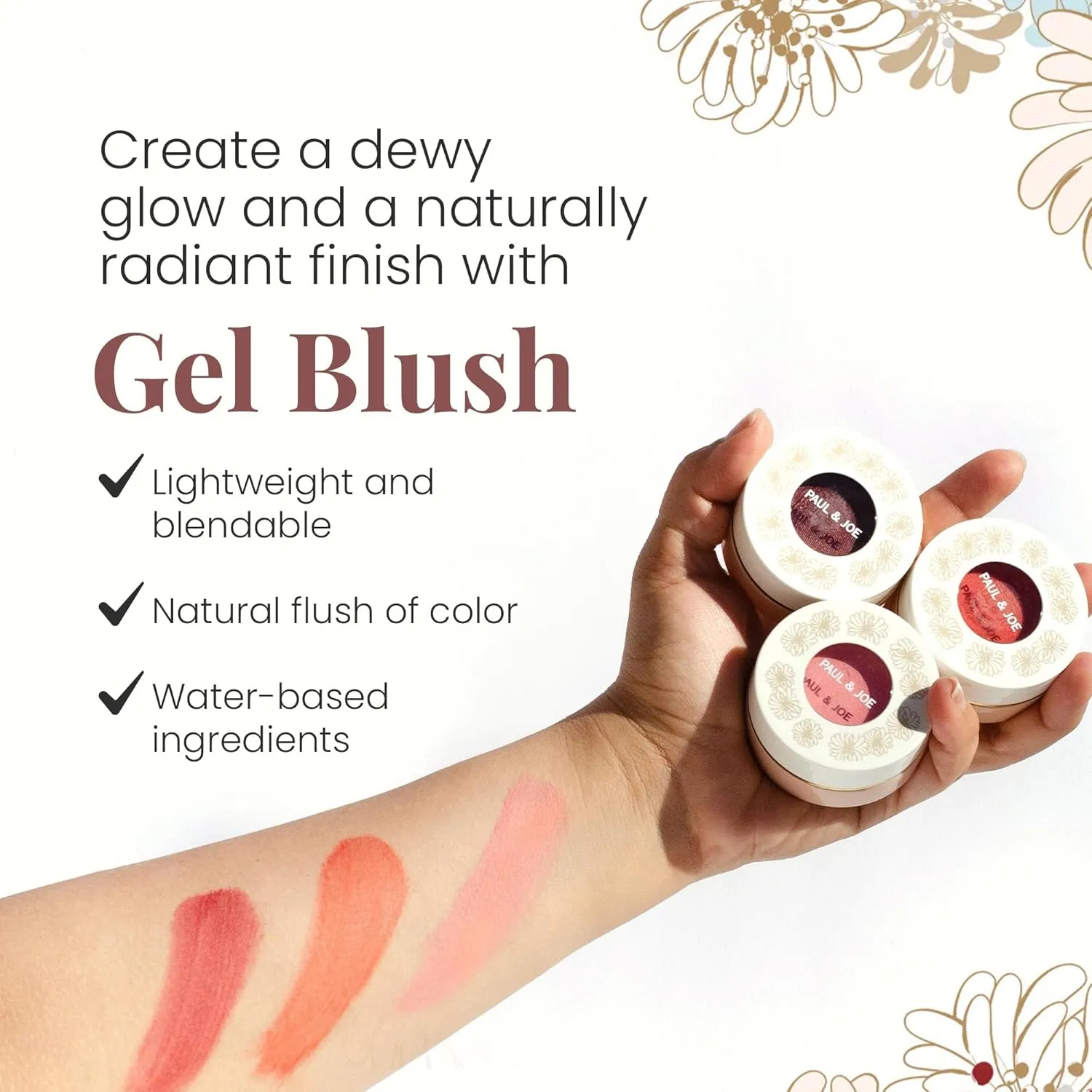Paul & Joe Gel Blush, Bright and Buildable Makeup, Water-Based Gel Makeup Blush with Hydrating Oils for Dewy, Radiant Finish, Subtle Coral Cheek Tint, 03 Poached Peach, 0.71 oz