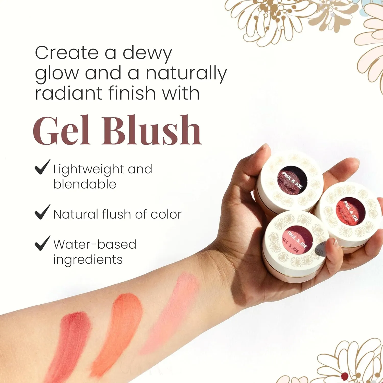 Paul & Joe Gel Blush, Bright and Buildable Makeup, Water-Based Gel Makeup Blush with Hydrating Oils for Dewy, Radiant Finish, Subtle Coral Cheek Tint, 03 Poached Peach, 0.71 oz