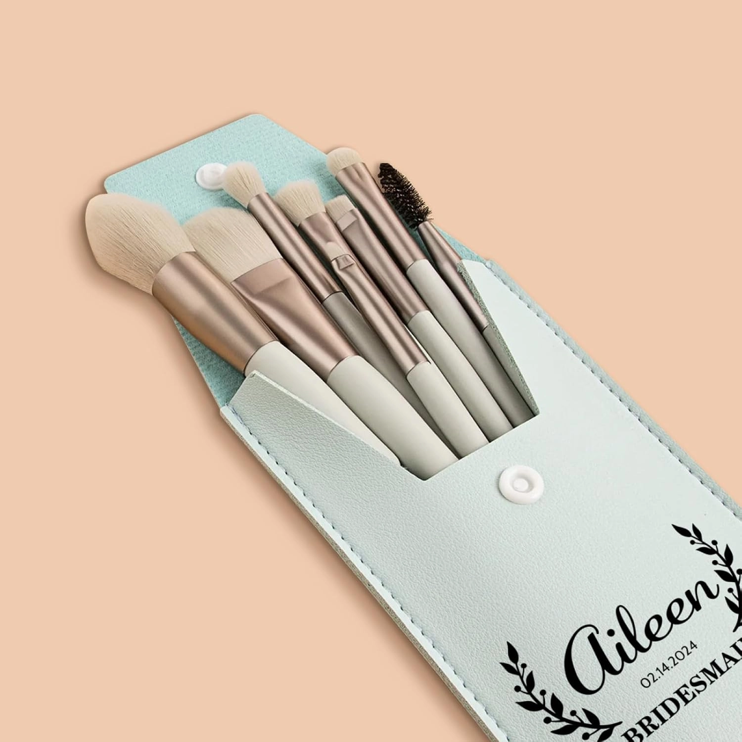 Personalized 5 Sets Travel Makeup Brush Custom Bridesmaid Gift Brushes Bag Bridal Shower Favors Face Make up Brushes Blending Powder Blush for Wedding Bachelorette Party Gift