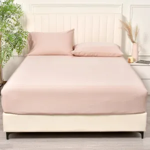PHF 100% Rayon Derived from Bamboo Cooling Fitted Sheet Twin for Hot Sleeper,16" Deep Pocket, 2.5cm Wider Strong Elastic Easy Fit, Breathable Silky Smooth Soft,39"x 75",Peach Blush,No Pillowcases