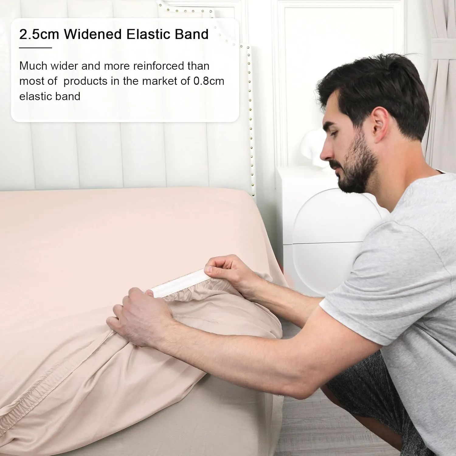 PHF 100% Rayon Derived from Bamboo Cooling Fitted Sheet Twin for Hot Sleeper,16" Deep Pocket, 2.5cm Wider Strong Elastic Easy Fit, Breathable Silky Smooth Soft,39"x 75",Peach Blush,No Pillowcases